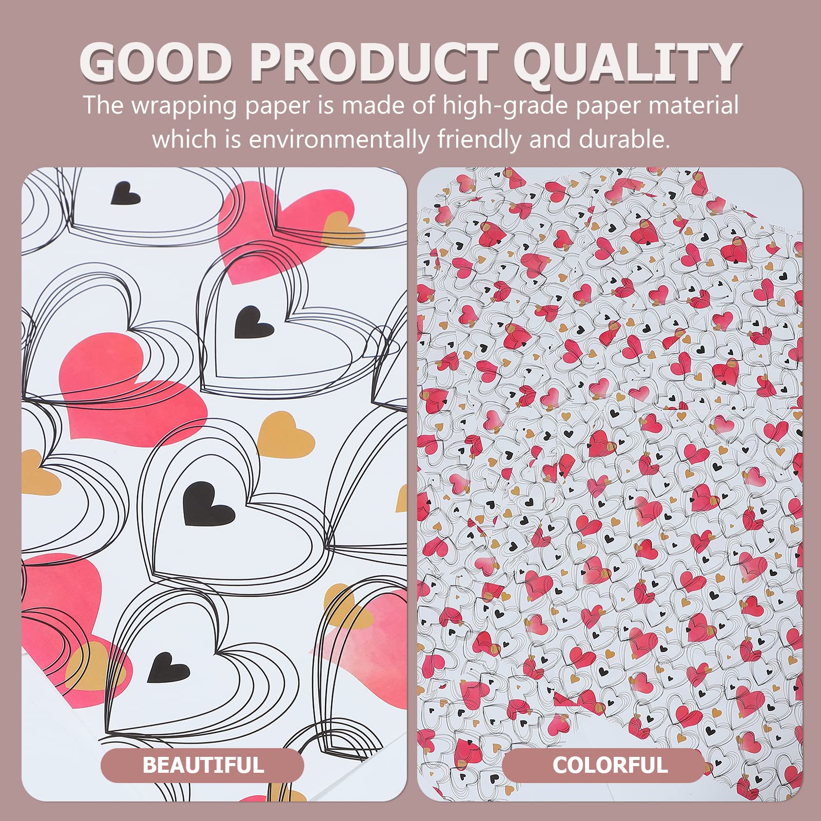ABOOFAN 10 Sheets Valentine's Day Wrapping Paper - Pink Heart Design Double Sided Gift Wrap for Christmas Stockings, DIY Bouquets, Baby Shower Decorations & Party Favors | Perfect for Holiday Gifts, Wedding Favors and Birthday Presents