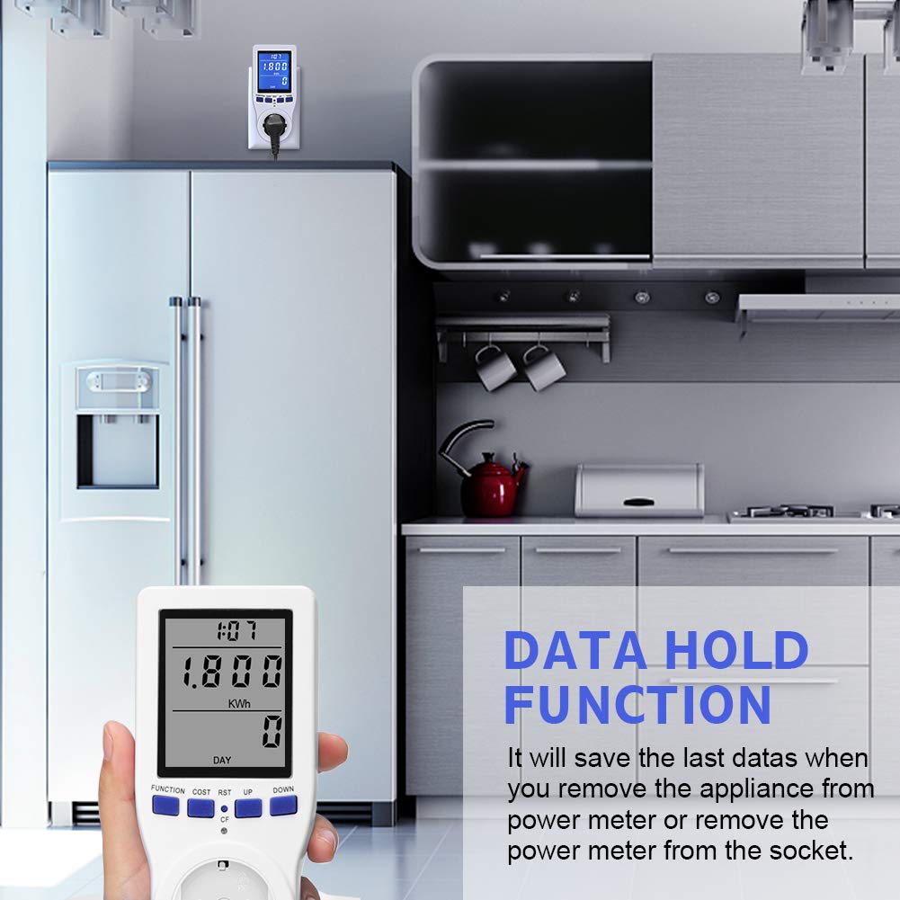Jadpes Plug-in Energy Monitor - Track kWh, Volts, Watts for Home Appliances