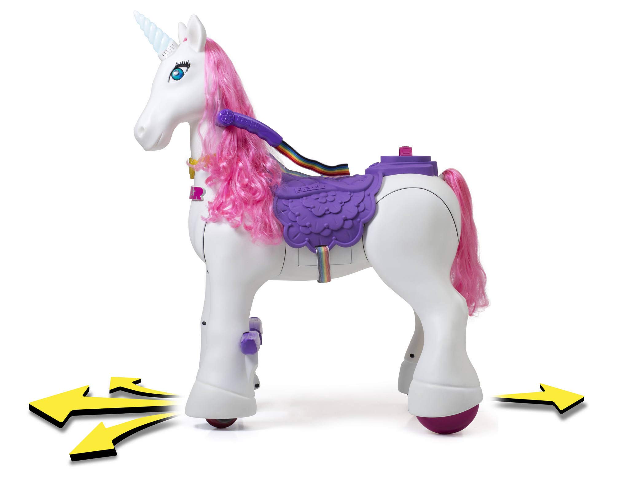 Feber My Lovely Unicorn Ride-On Toy for Kids - EU Version with Safety Pins - Magical Unicorn Playtime for Indoor & Outdoor Fun