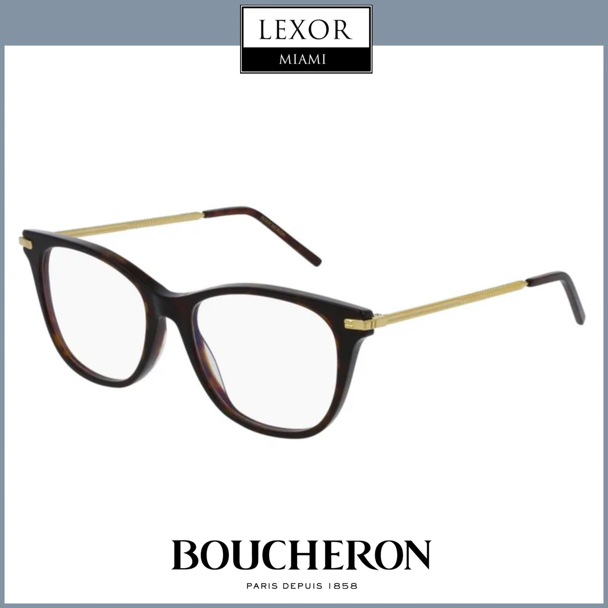 Boucheron BC0027O 002 Women's Fashion Eyeglass Frames - Lightweight Acetate Optical Glasses for Women, Perfect for Reading, Working & Daily Wear