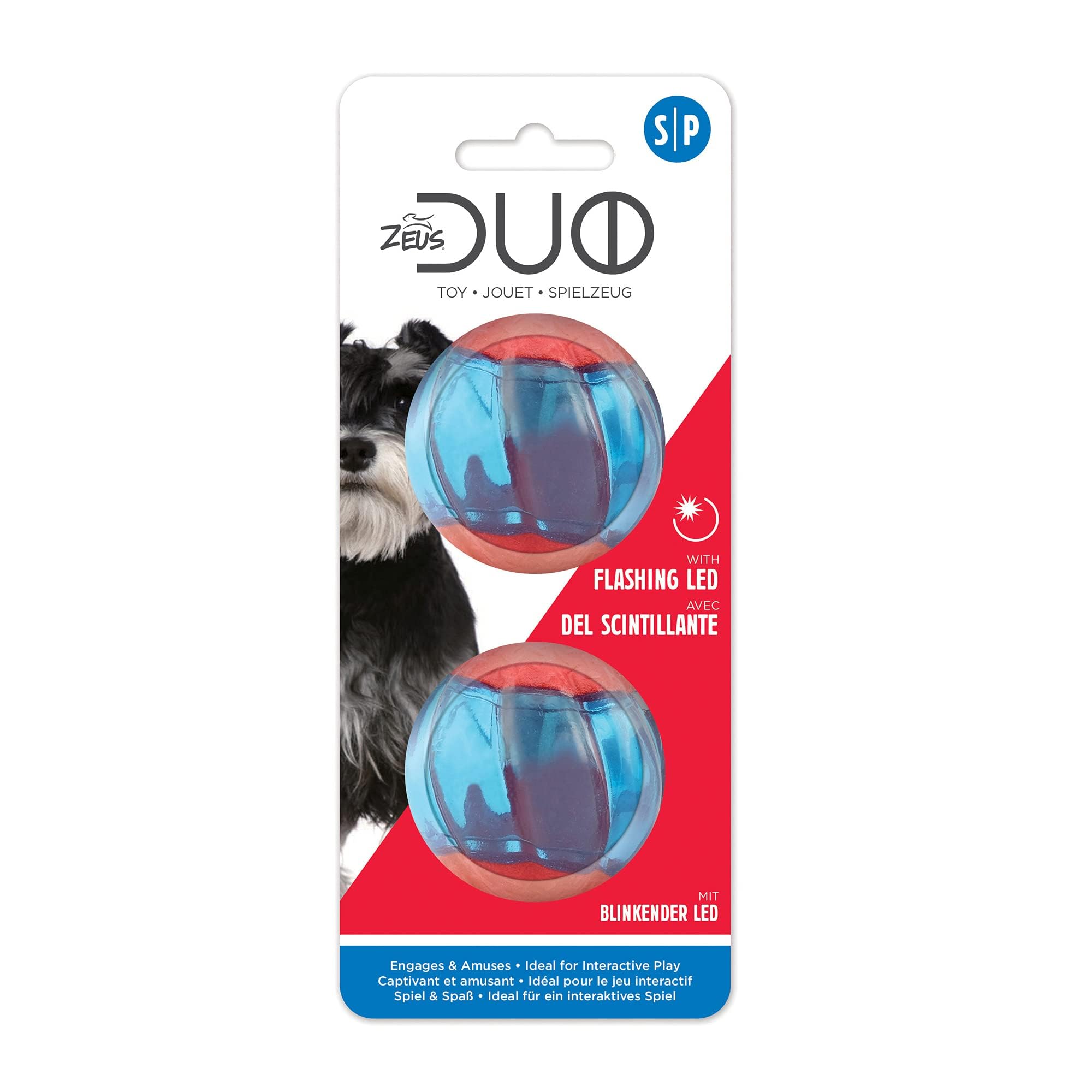 ZEUS Duo LED Light Up Interactive Dog Toys for Small Dogs - Fun Chew & Fetch Play for Indoor & Outdoor Use (96287)