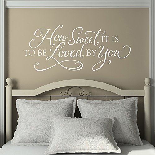 How Sweet It Is to Be Loved by You - Modern Calligraphy Wall Decal - Romantic Quote Vinyl Sticker - Bedroom & Nursery Decor for Couples & New Parents