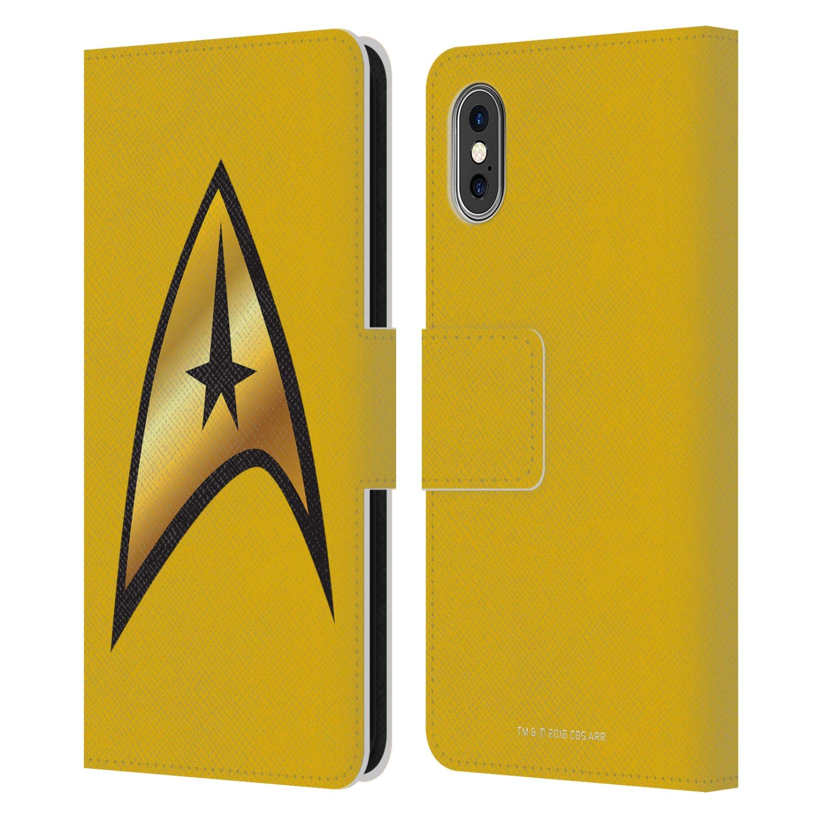 Officially Licensed Star Trek Command Solo Uniforms & Badges TOS Leather Book Wallet Case for iPhone X/Xs - Perfect for Sci-Fi Fans & Cosplay Costume Accessories