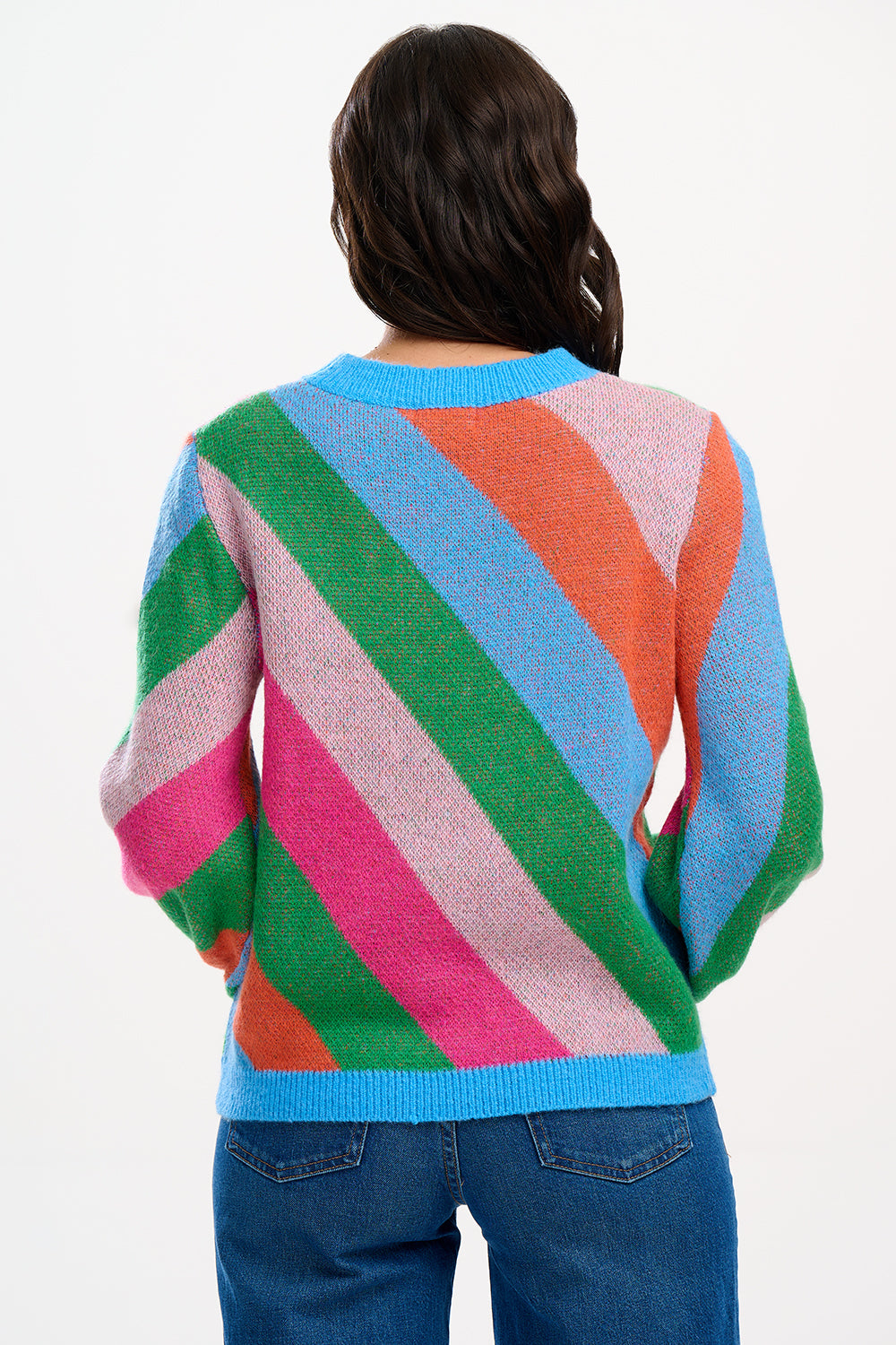 Essie Jumper Women's Striped Sweater - Diagonal Stripe Pattern, Soft Knit Pullover for Casual Wear & Fall Fashion