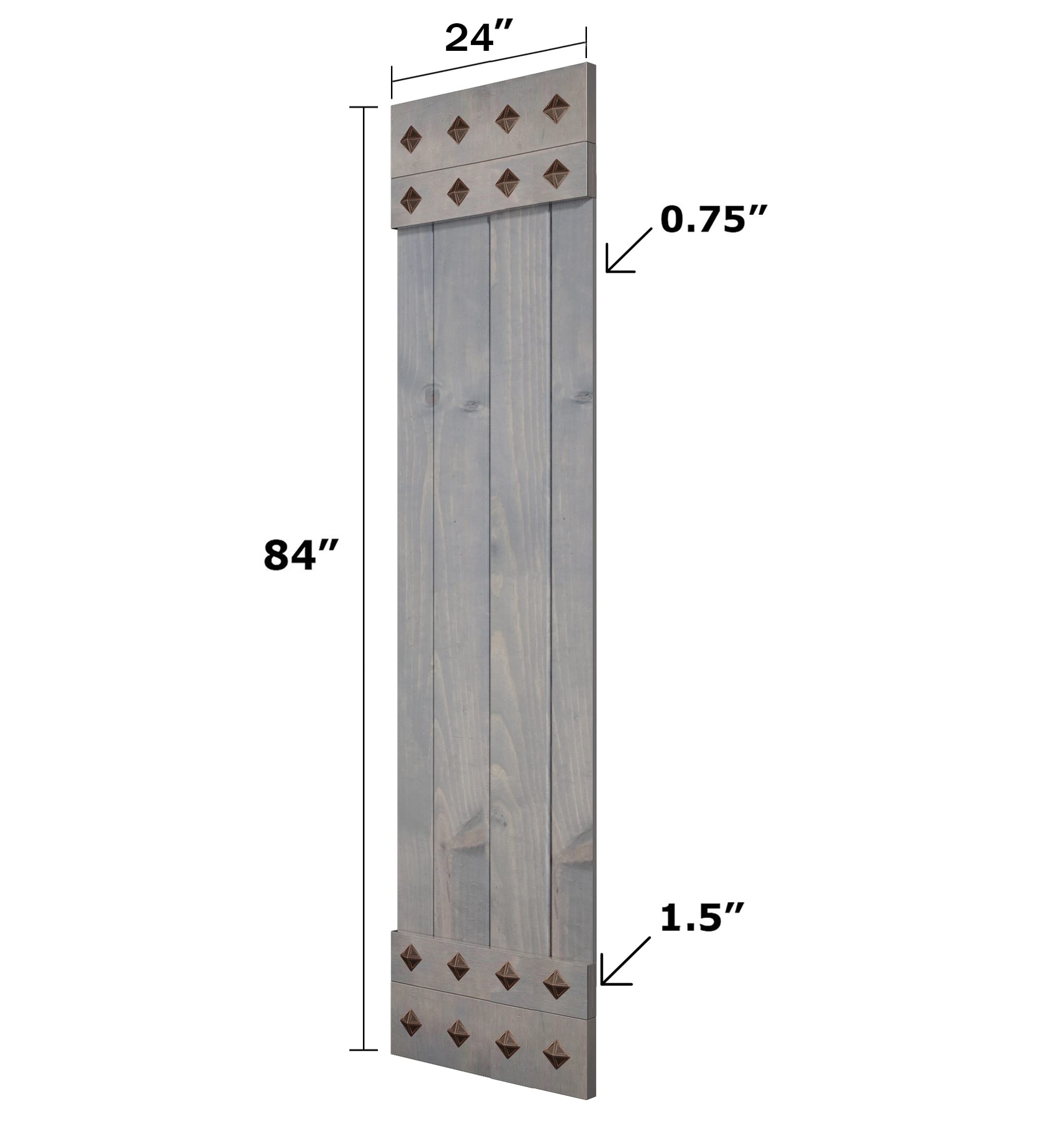 24in x 84in DIY Sliding Barn Door Kit - Mid-Century Modern Knotty Pine Wood Interior Door Slab - French Gray Finish - Easy Assembly (Hardware Not Included) | Perfect for Bedroom, Closet, or Home Office Renovation