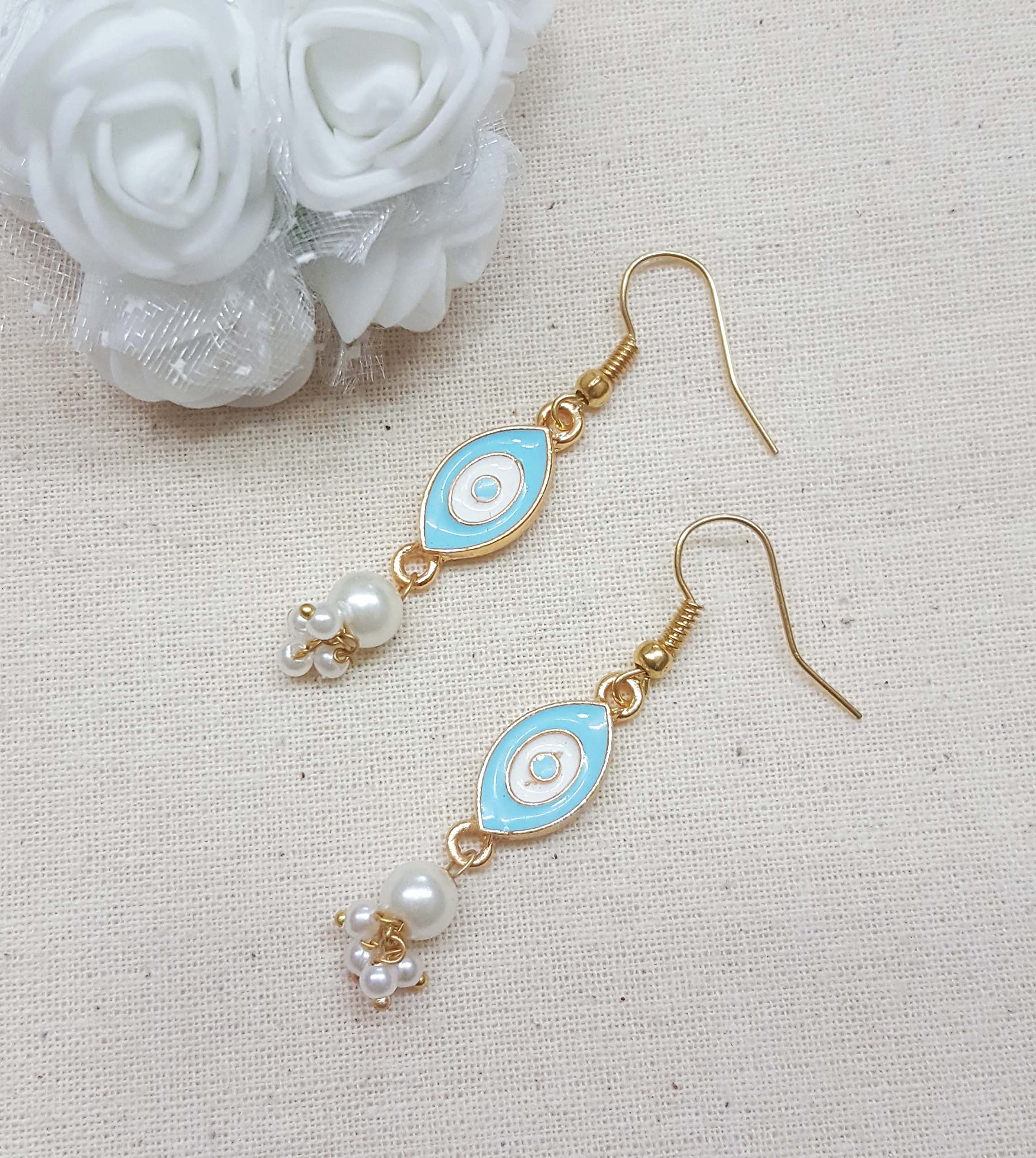 Evil Eye Dangler Earrings for Women & Girls | Protection Jewelry with Hook Design | Perfect for Parties, Weddings & Everyday Wear (KTC-2703)