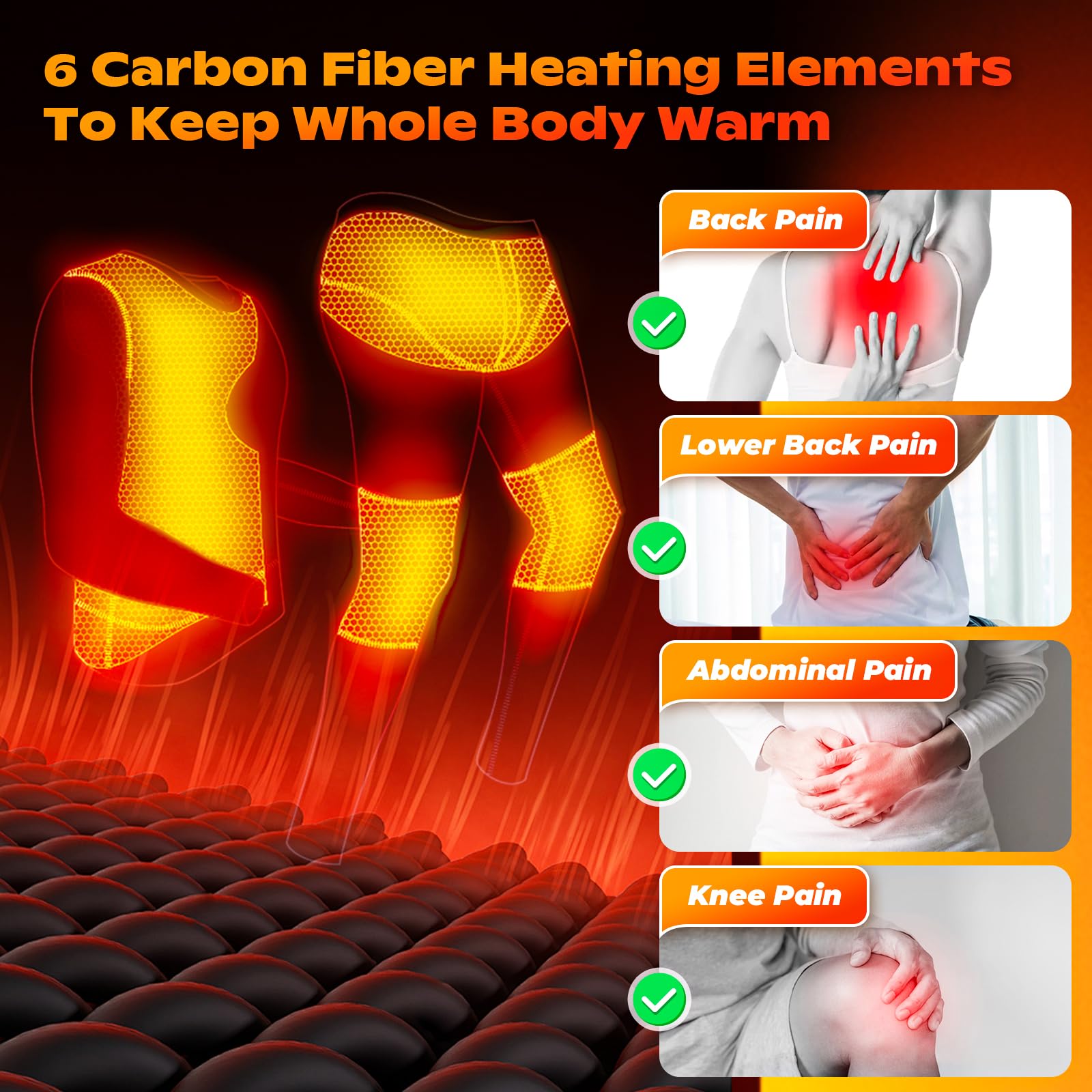 Electric Heated Thermal Underwear Set for Men & Women - Winter Warm Long Johns Base Layer for Outdoor Sports & Cold Weather Activities | Perfect for Skiing, Hiking, Camping & Winter Work