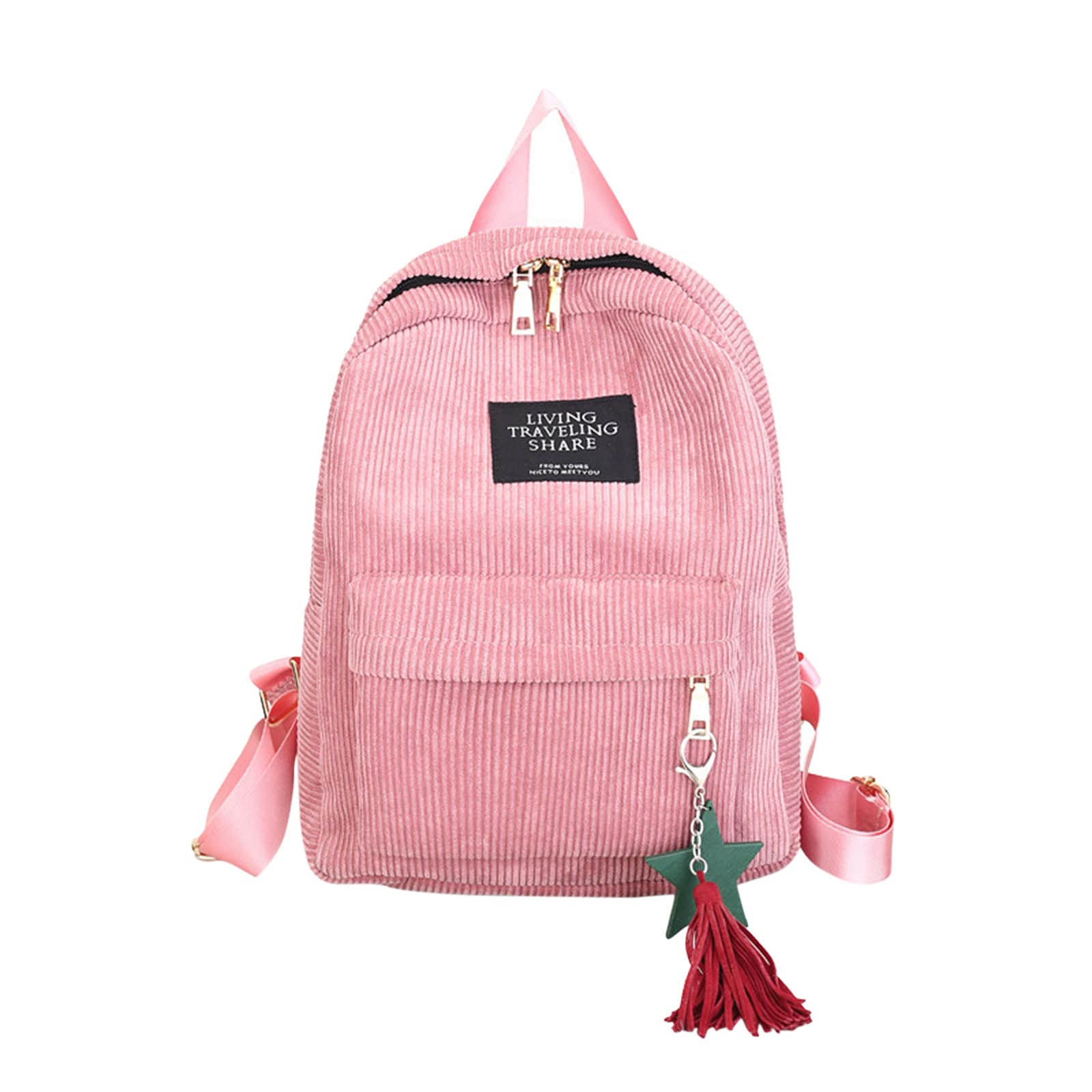 Vintage Corduroy Backpack for Women & Teens - Foldable School Bag, Travel Backpack, Shoulder Bag for Girls - Perfect for School, College, Travel & Daily Use