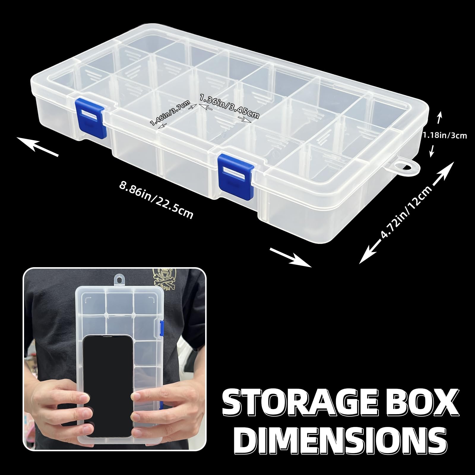 Qualsen 18-Grid Plastic Craft Storage Box with Compartments & Lids - Jewelry Organizer for Beads, Earrings, Fishing Tackle & Small Accessories (White, Set of 2) - Perfect for DIY Crafts, Home Organization & Travel Storage