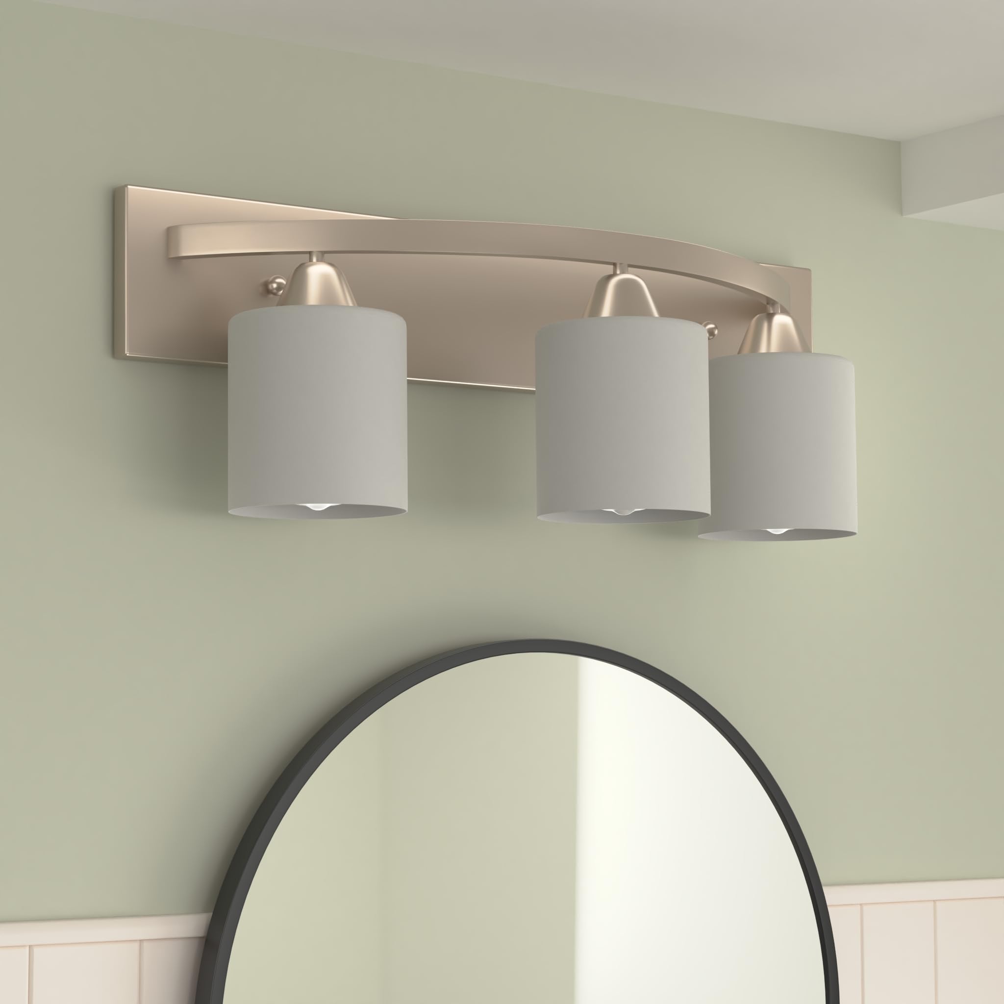 Modern Bathroom Vanity Light Bar - Brushed Nickel 3-Light for Mirror Lighting