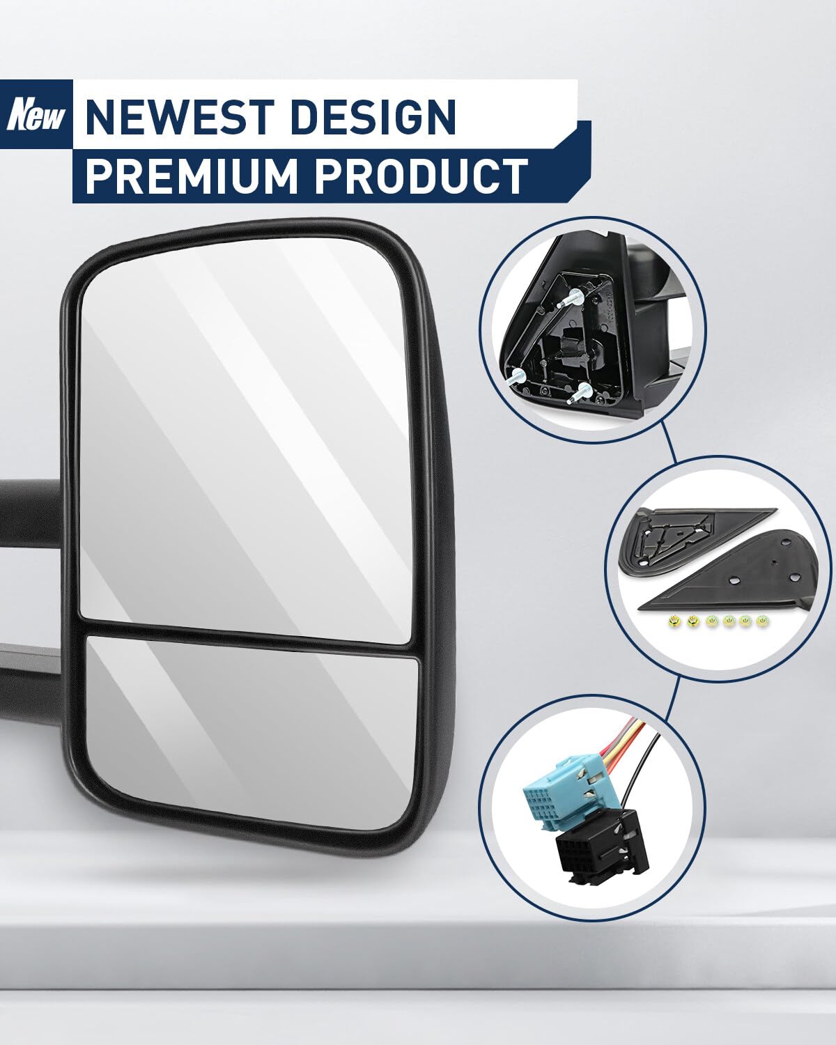 ECCPP Manual Telescoping Folding Towing Mirrors for 1999-2007 Chevy Silverado & GMC Sierra 1500/2500HD/3500HD Pickup Trucks - Non-Heated, No Turn Signal - Perfect for Towing Trailers, Boats & Heavy Loads