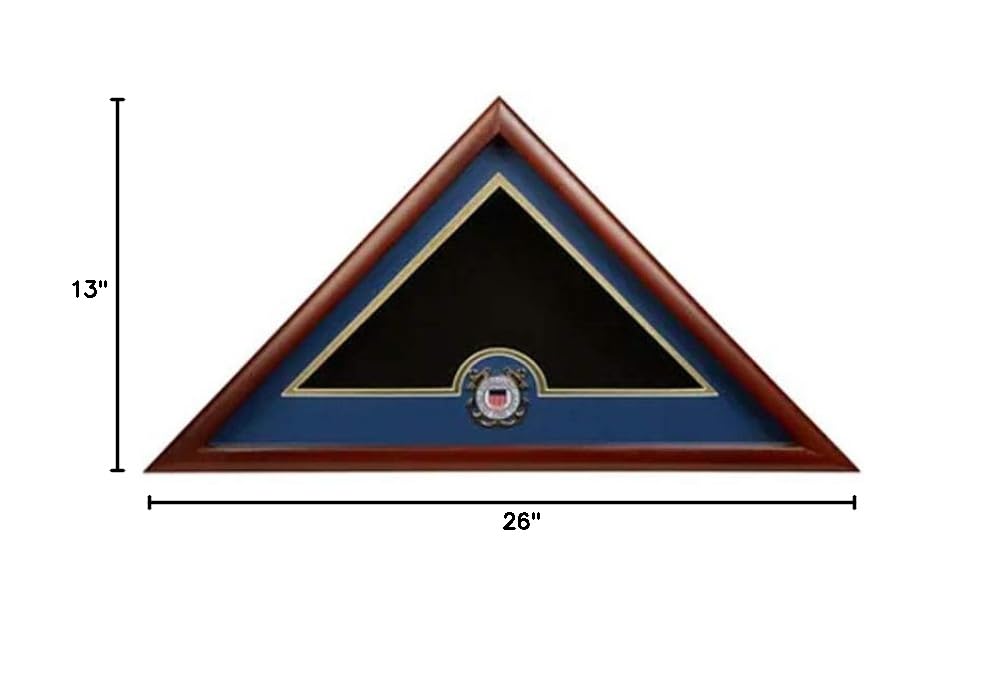Flags Connections US Flag Display Case with Coast Guard Medallion - Premium Wooden Flag Shadow Box for Military Veterans, Patriotic Home Decor & Memorial Displays