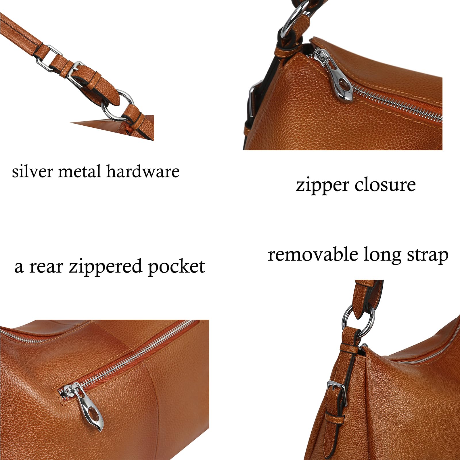 HESHE Genuine Leather Handbags for Women - Hobo Shoulder Bag, Tote & Crossbody Purse, Designer Satchel - Perfect for Work, Travel & Everyday Use