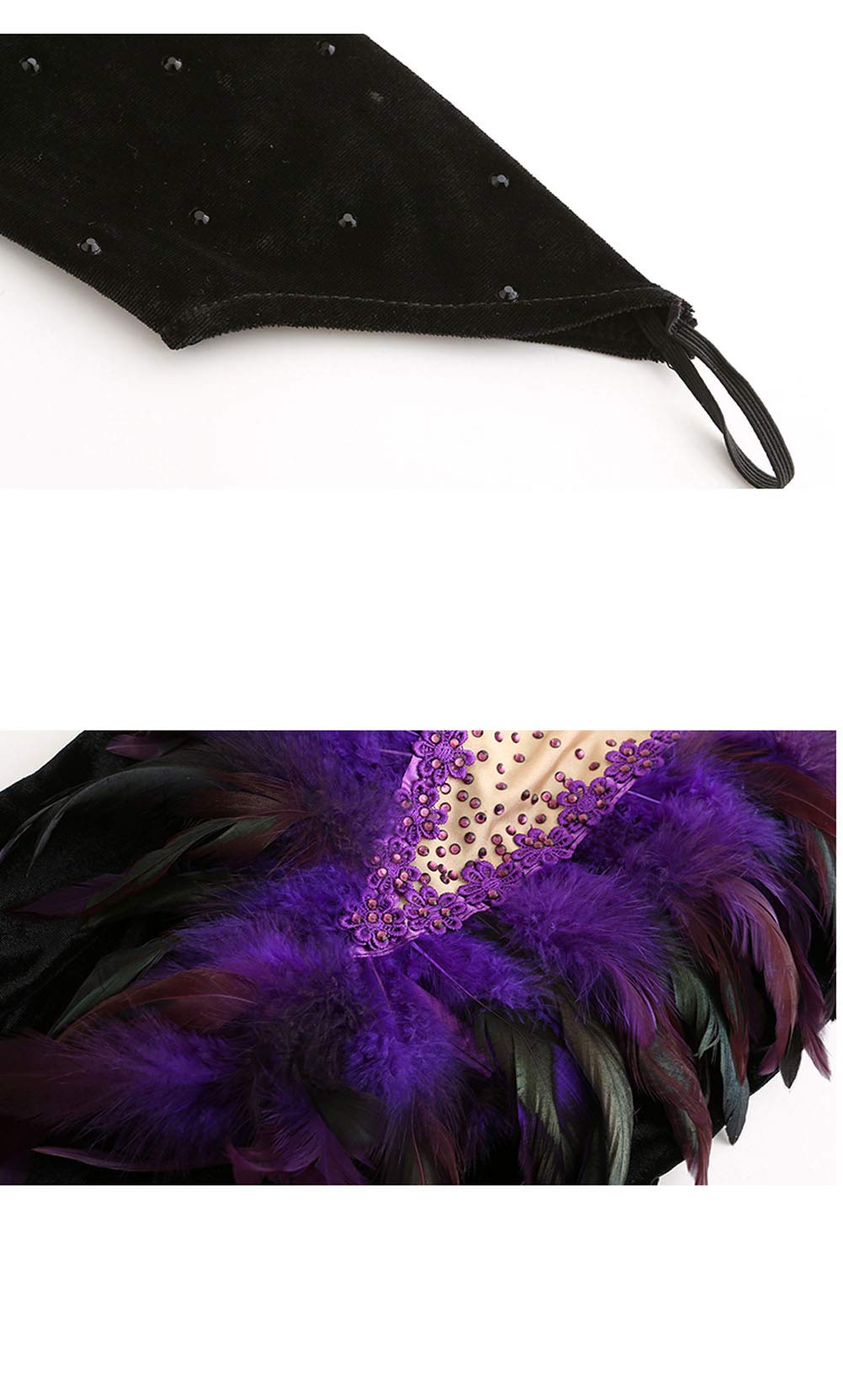 Elegant Ballroom Dance Dress for Women - Feather Big Swing Collar Competition Dress - Perfect for Latin, Standard & Swing Dancing Events
