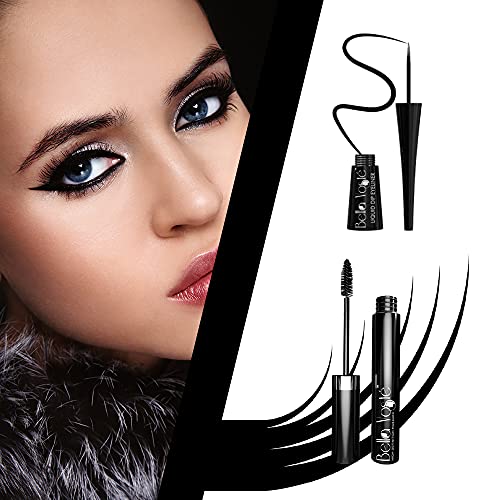 Bella Voste Professional Eye Makeup Combo Kit - Waterproof Black Mascara & Eyeliner Set (2-Pack) for Long-Lasting Definition - Perfect for Day to Night Looks, Parties & Special Occasions