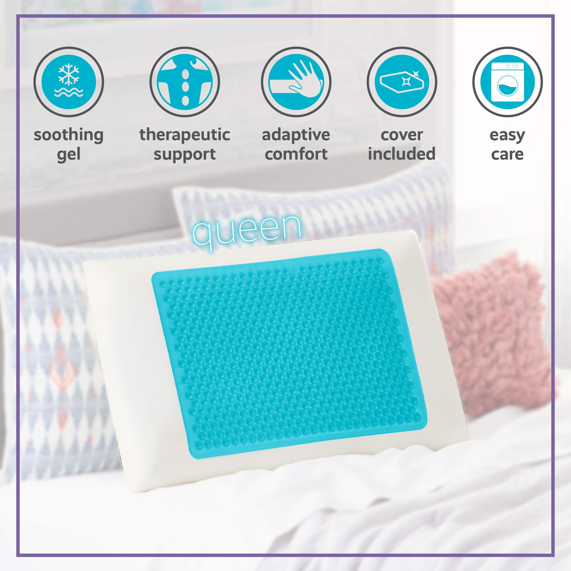 Comfortable Blue Bubble Gel Memory Foam Pillow - Queen Size for Better Sleep