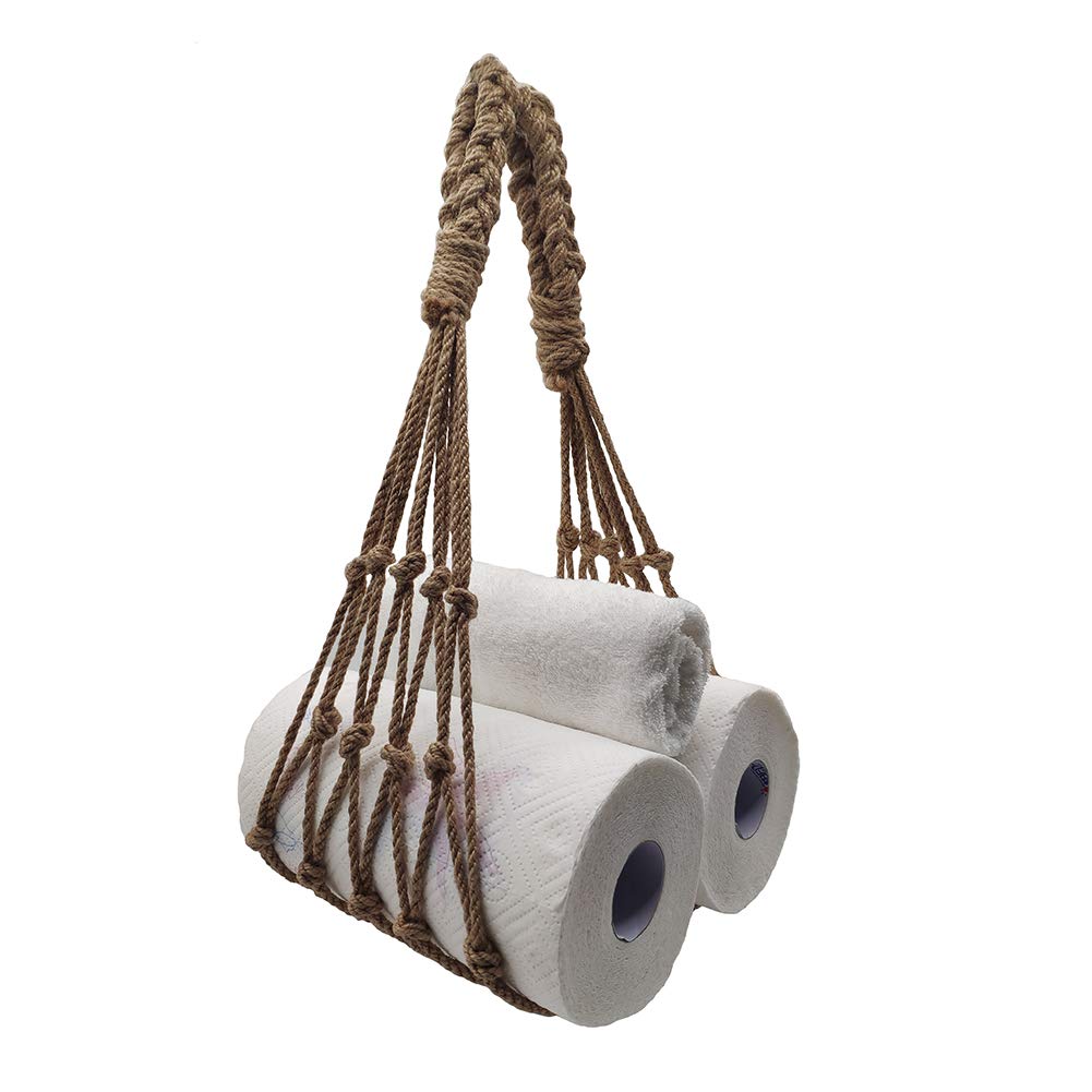 Handmade Nautical Rope Towel Holder & Toilet Paper Holder - Rustic Bathroom Decor for Coastal, Beach House & Farmhouse Style Homes
