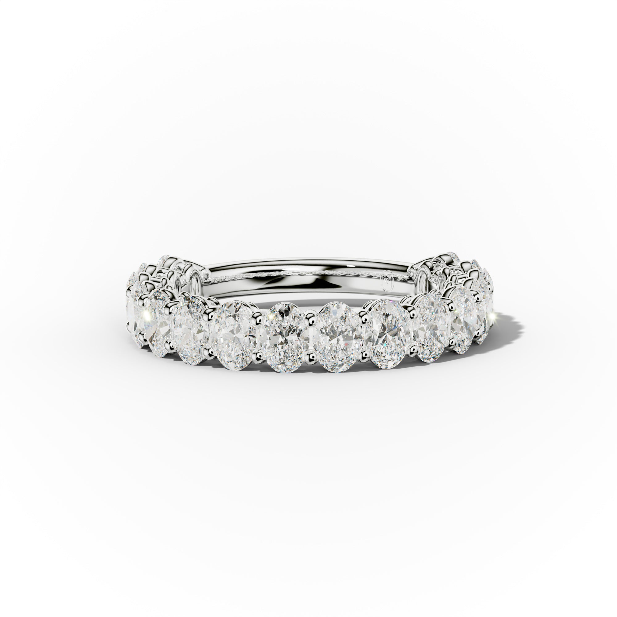 2.0 Carat Oval Diamond Anniversary Band for Women - 14K White Gold Wedding Ring, Elegant Stackable Promise Ring for Anniversary, Engagement, or Special Occasions