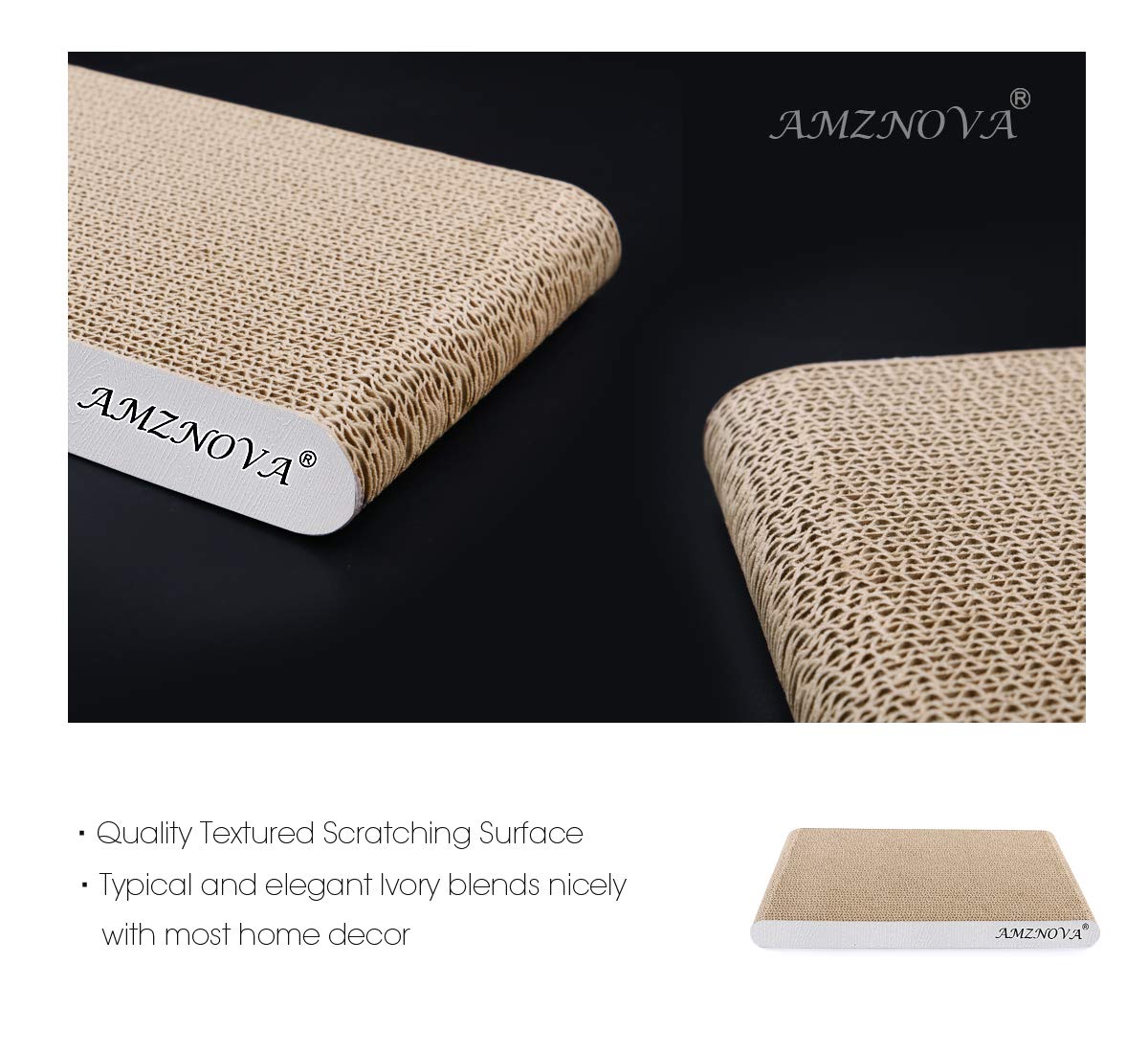 Premium Cardboard Cat Scratcher & Lounge - Extra Wide Ivory Scratching Pad for Cats | Durable Cat Toy with Multiple Angles | Perfect for Indoor Play, Furniture Protection & Stress Relief