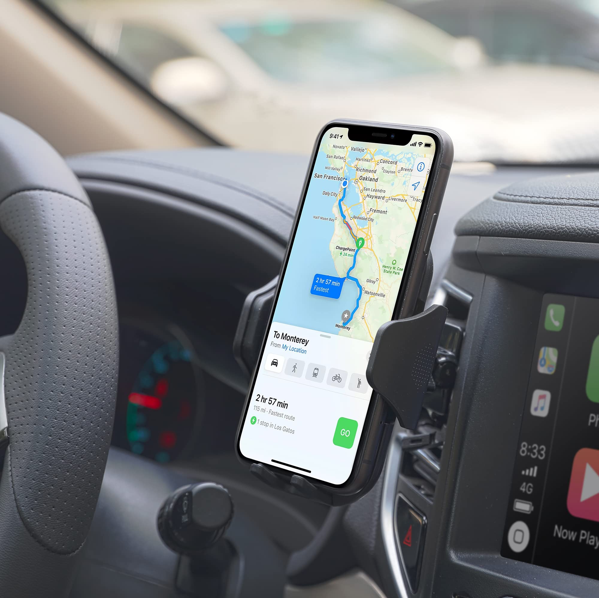 LAX Gadgets Universal Car Phone Holder - Adjustable Air Vent Phone Mount with Secure Clip, Cradle-Type Car Phone Stand for iPhone, Samsung & All Smartphones - Perfect for Hands-Free Driving & GPS Navigation