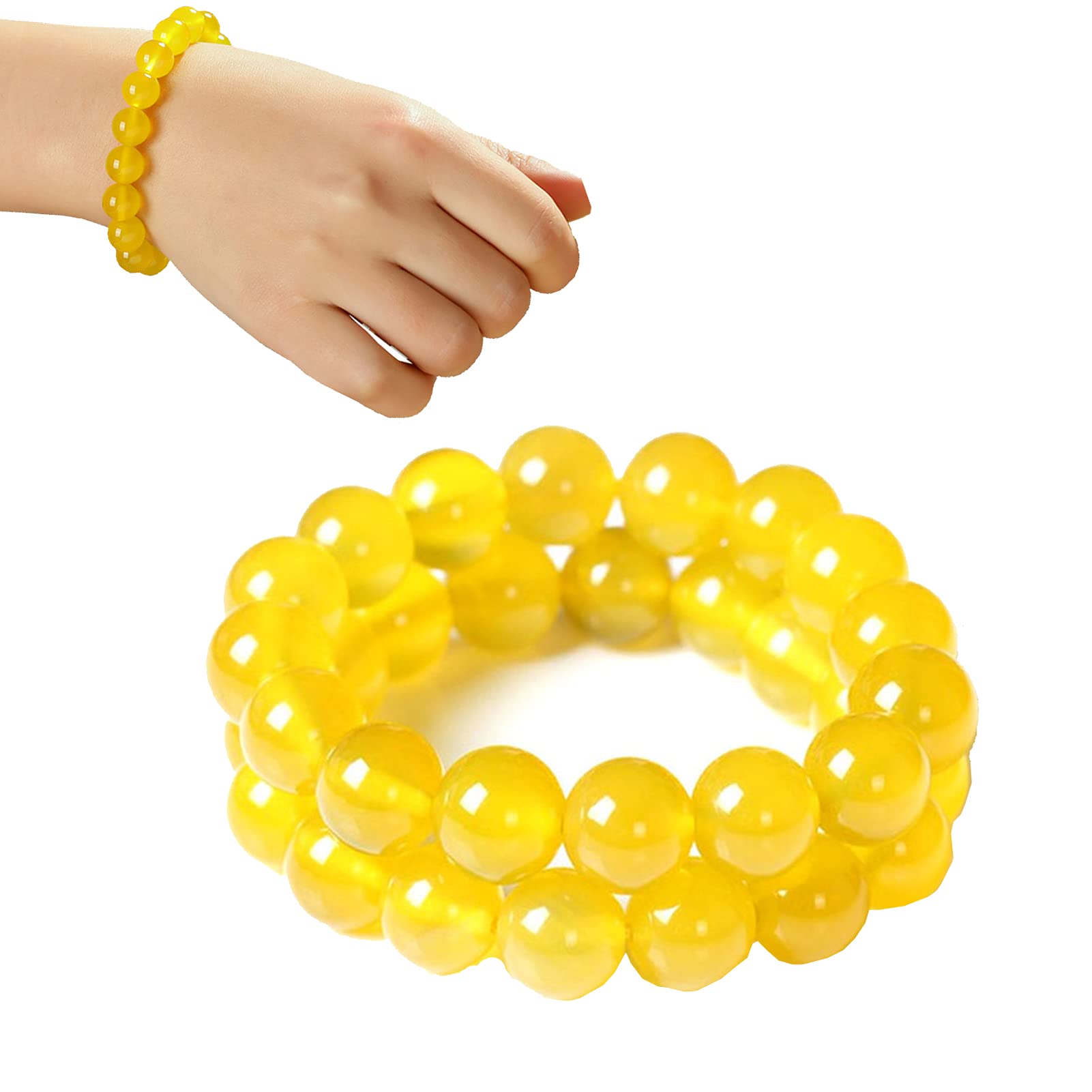 2Pcs Yellow Jasper Chakra Bracelet - Natural Gemstone Stretchy Beads for Energy Cleansing & Body Wellness | Spiritual Healing, Meditation & Daily Wear Jewelry