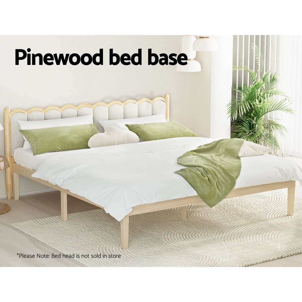 Bruno Minimalist King Solid Pinewood Bed Frame - Sturdy & Eco-Friendly Wooden Bed for Modern Bedrooms | Perfect for Master Suites, Guest Rooms & Minimalist Home Decor