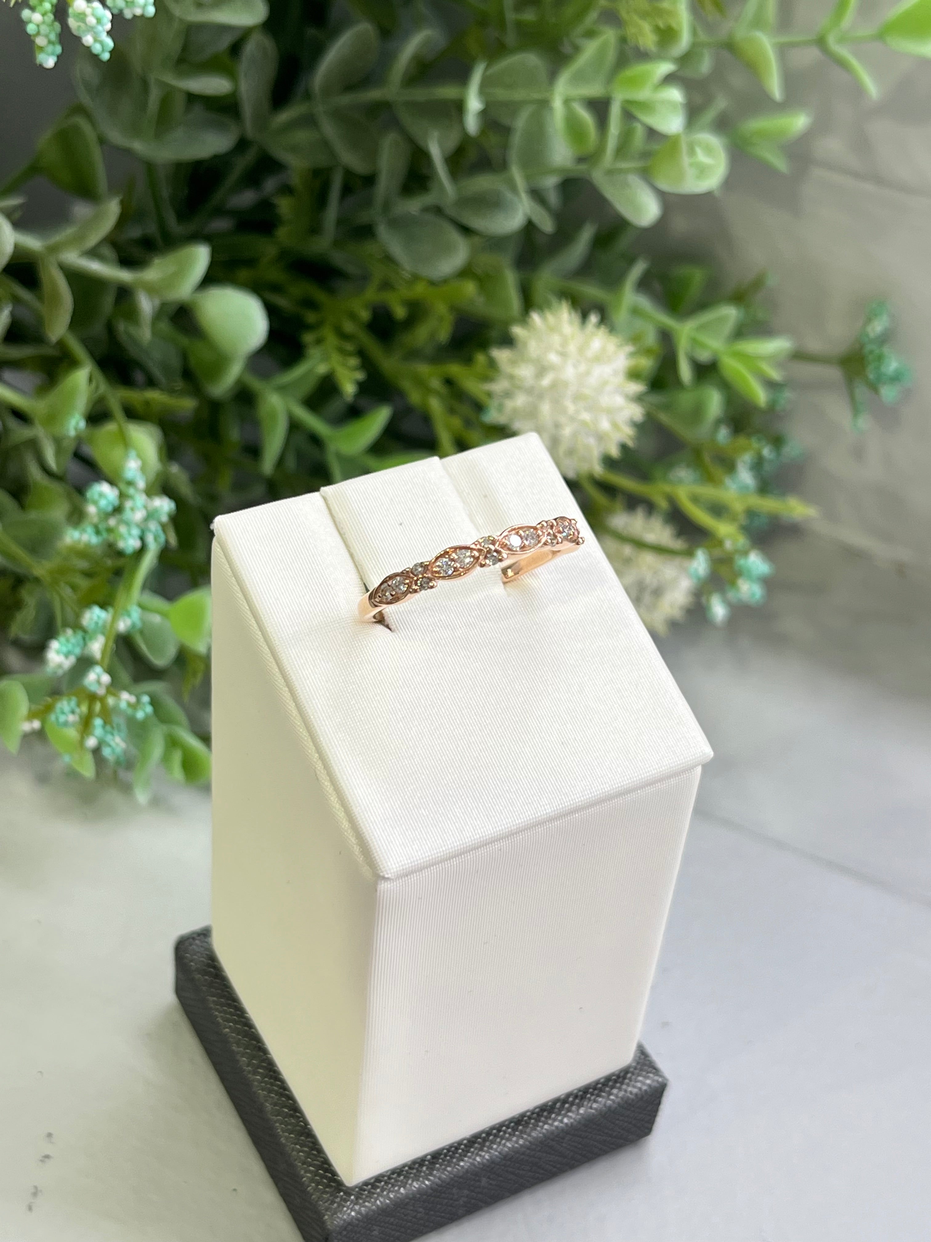 10K Rose Gold Diamond Band Ring for Women - Elegant Stackable Wedding & Anniversary Jewelry Gift for Her - Perfect for Everyday Wear & Special Occasions