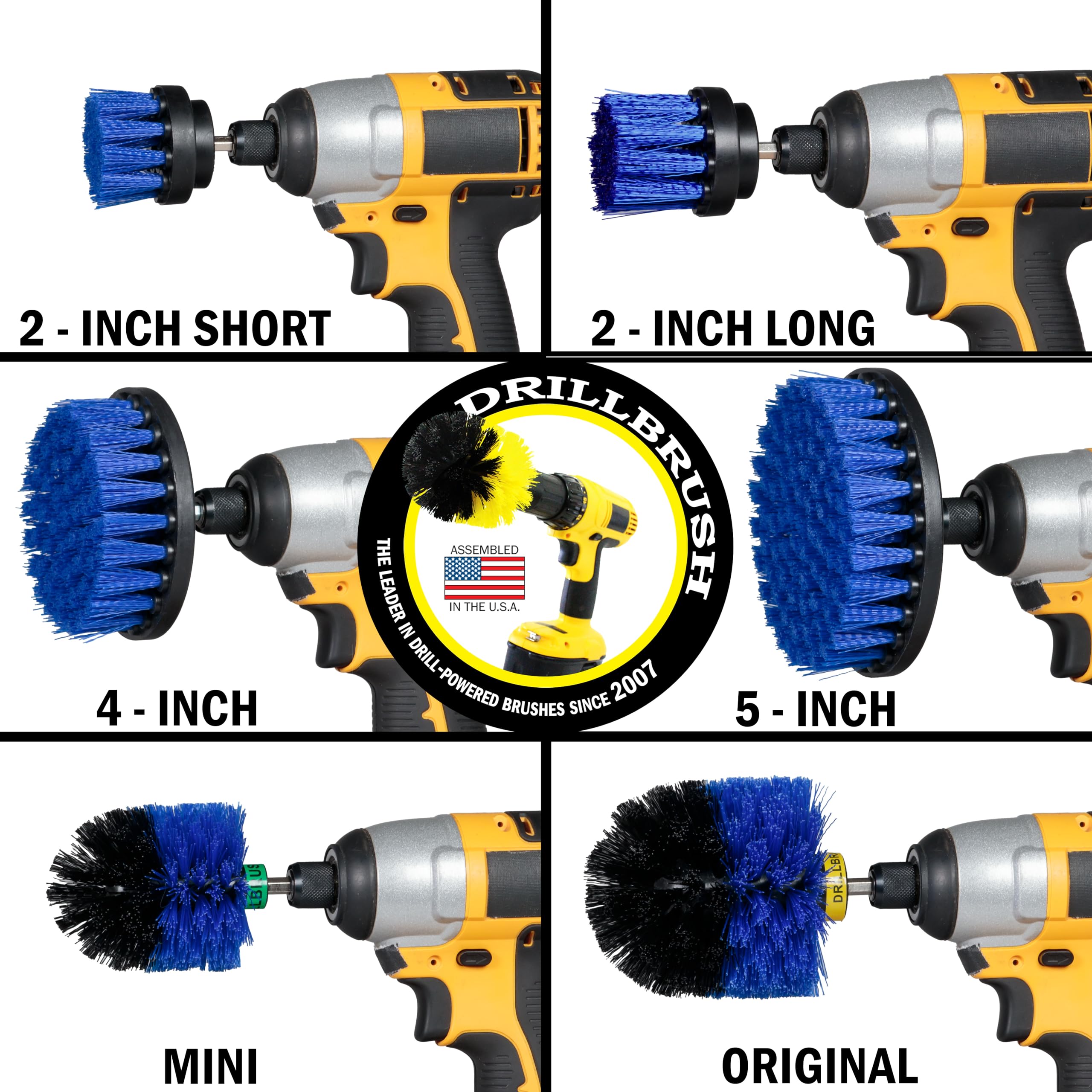 5-Piece Spin Brush Pool Cleaning Kit - Drill Brush for Pools, Hot Tubs, Spas & Pond Liners - Deck Brush & Carpet Cleaner Accessories - Perfect for Pool Maintenance & Surface Cleaning