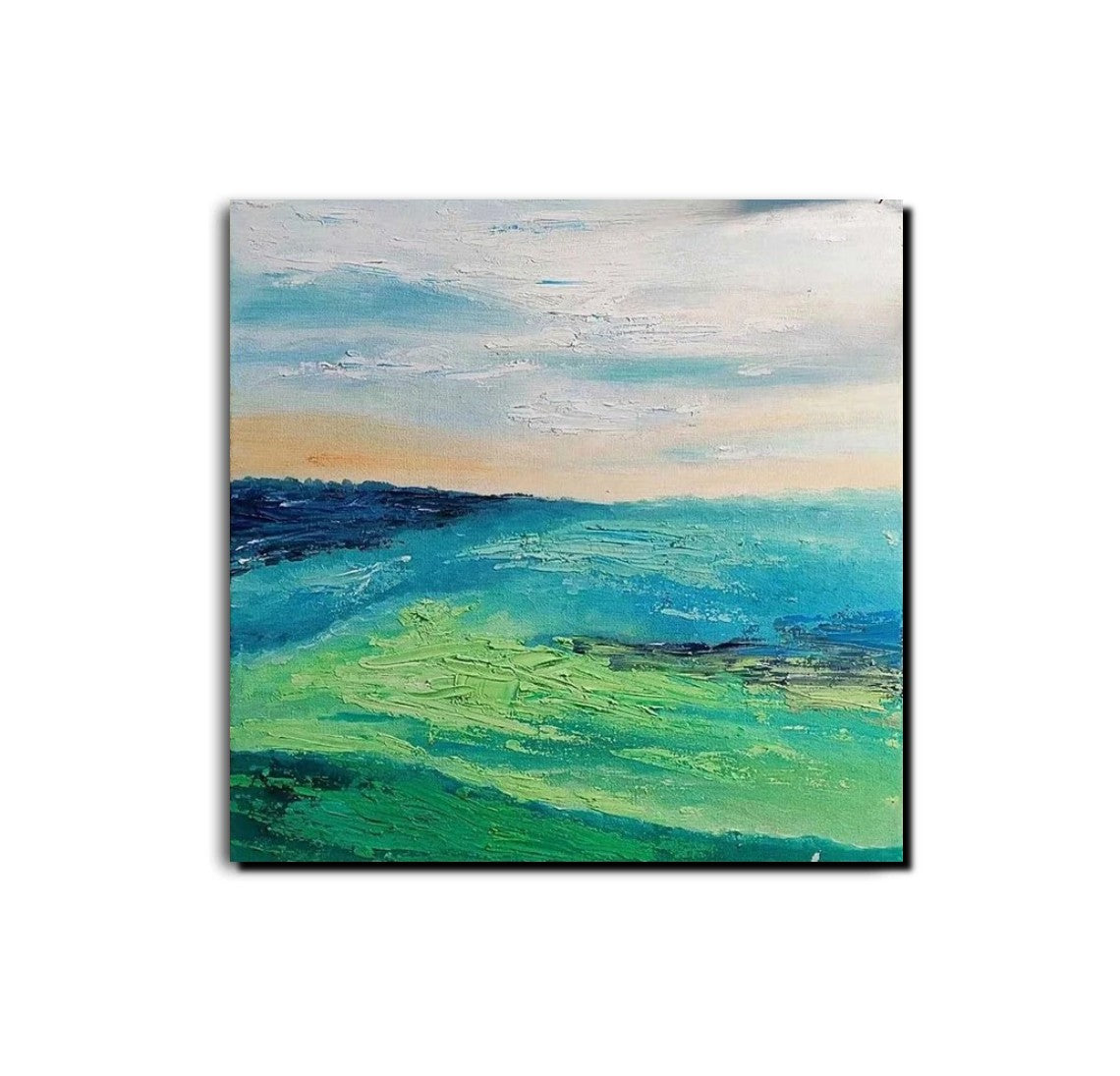 Abstract Landscape Acrylic Paintings - Modern Heavy Texture Wall Art for Living Room Decor - Large Canvas Artwork Perfect Behind Sofa or Bedroom Wall