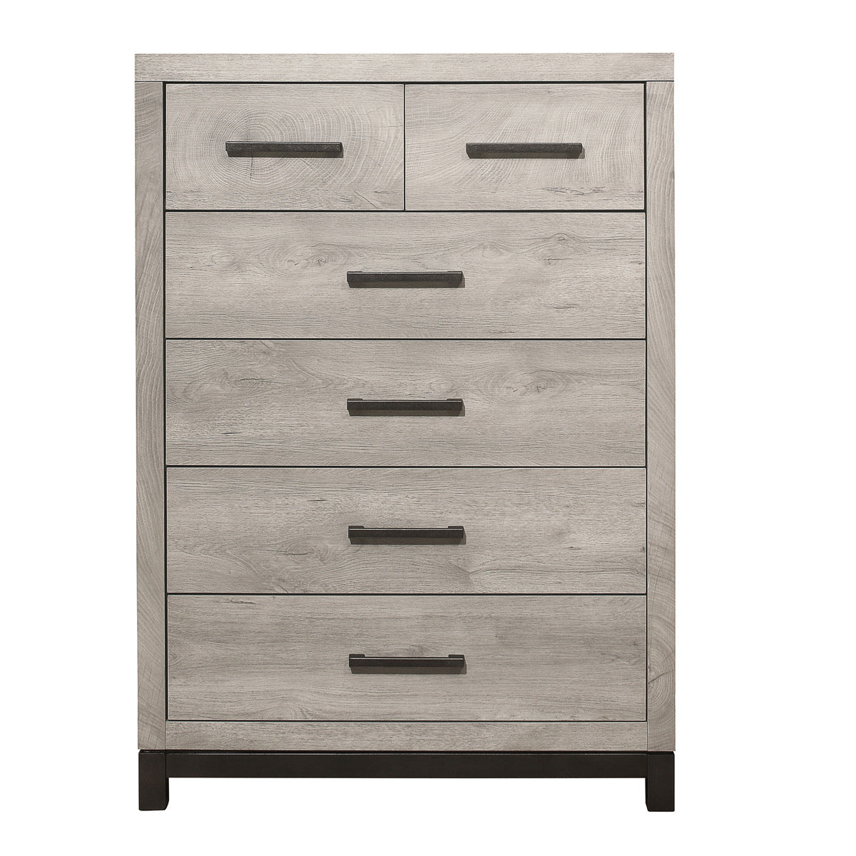 2-Tone Gray 6-Drawer Chest - Durable Melamine Board Dresser - Made in Malaysia - Perfect for Bedroom, Living Room & Office Storage