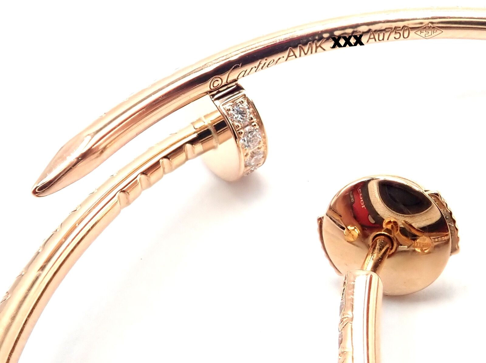Authentic Cartier Juste un Clou 18k Rose Gold Diamond Hoop Earrings - Luxury Jewelry for Women, Perfect for Weddings, Parties & Special Occasions