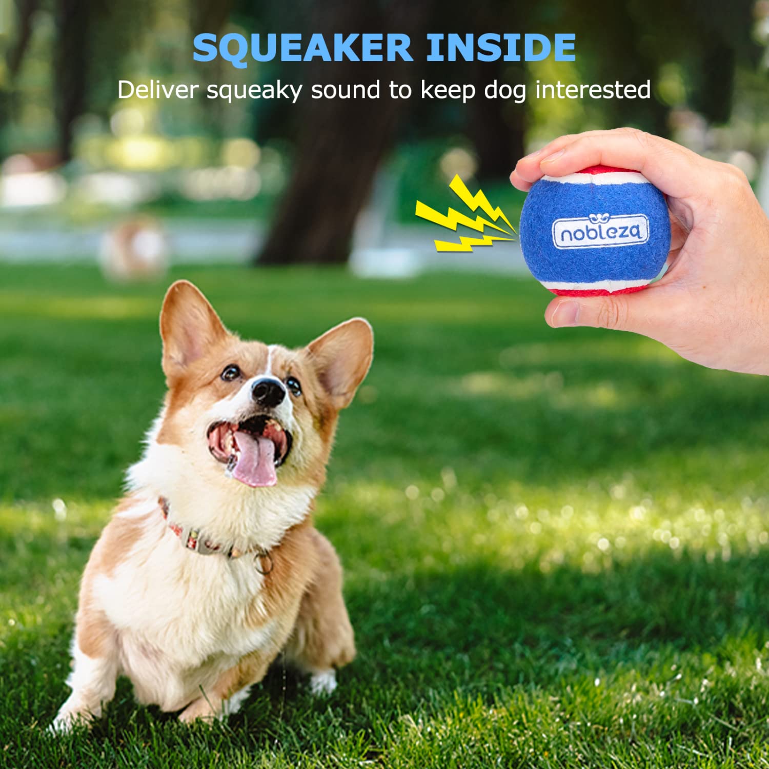 Nobleza 12 Pack Durable Natural Rubber Squeaky Tennis Balls for Dogs - Bouncy, Floatable & Interactive Dog Toys for Fetch, Training & Exercise - Perfect for Small & Medium Dogs (2.5 Inch) - Great for Backyard Play, Pool Fun & Outdoor Adventures