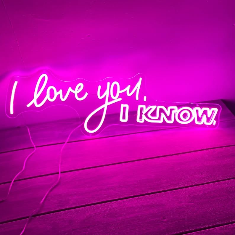 Custom 'I Love You I Know' LED Neon Sign - 12V Plug, Transparent Acrylic Light for Wedding, Birthday & Home Decor | Perfect for Bedroom, Bar, Cafe & Party Backdrop