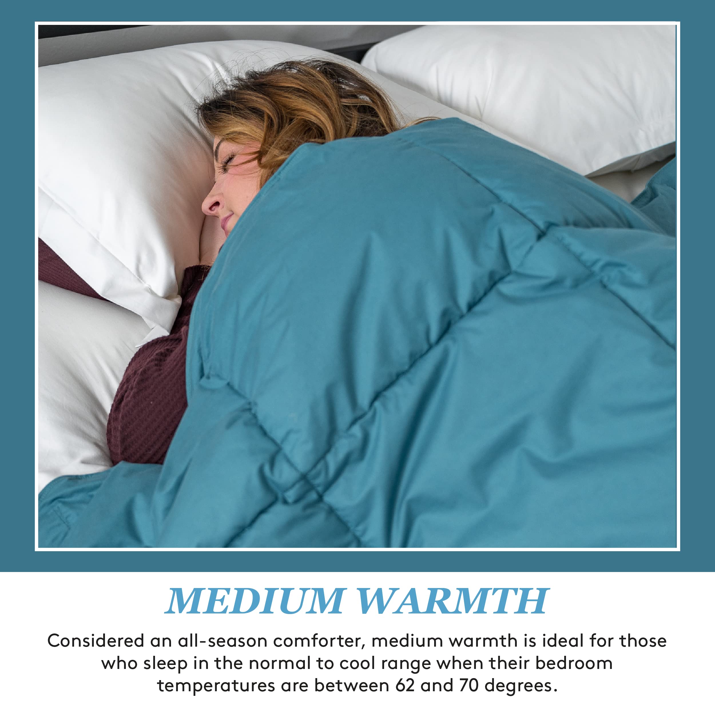 Premium Medium Warmth Down Comforter for Twin/Long Twin Beds - Hypoallergenic, Corner Loop Attachments for Duvet Cover - Ideal for Winter Nights & Cozy Bedroom Decor
