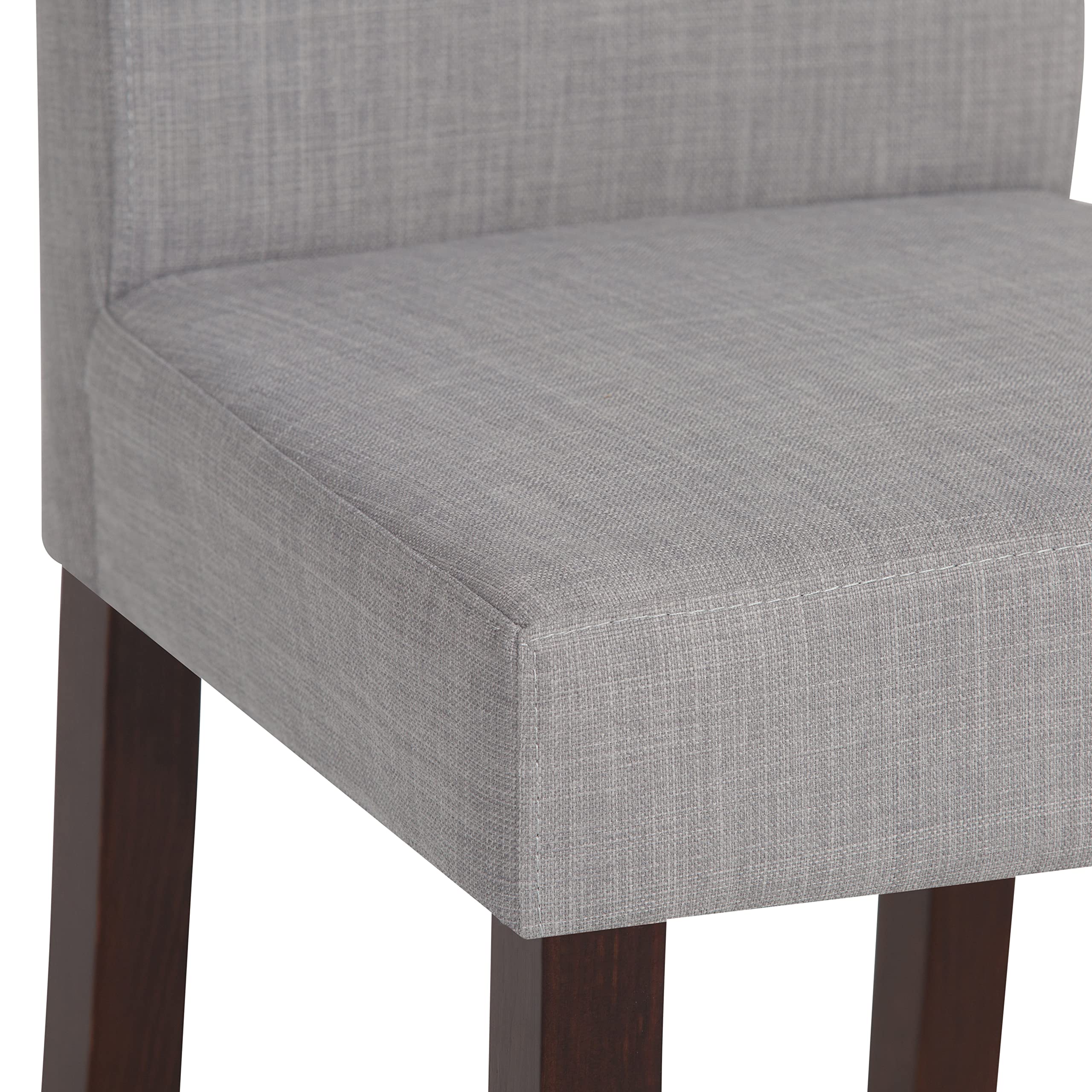 SIMPLIHOME Acadian Parson Dining Chairs Set of 2 - Solid Wood Frame, Linen-Look Upholstery in Dove Grey - Transitional Style Dining Room Chairs 22.4