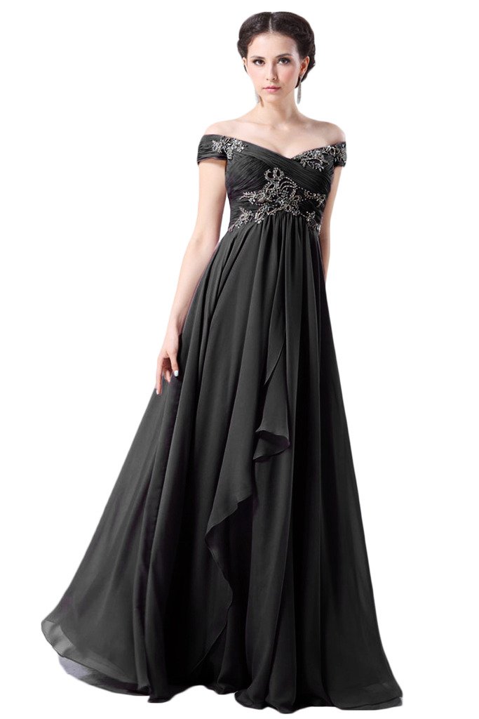 Elegant Off Shoulder Chiffon Prom Dress for Women - Formal Evening Gown for Homecoming, Wedding, and Special Occasions