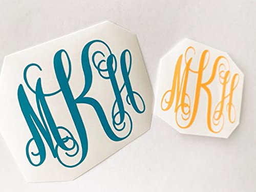 Custom Monogram Decal Sticker for Yeti Tumbler, Water Bottles, Cars & Laptops - Personalized Name Initial Vinyl Sticker for Home, Office & Travel Use