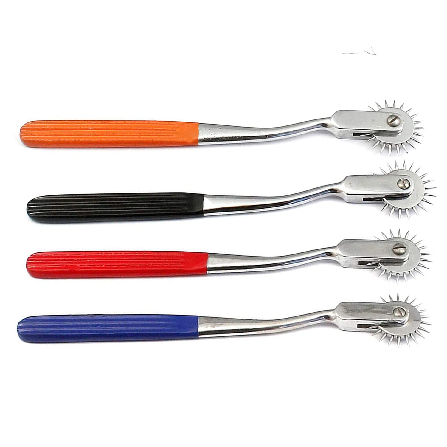 OdontoMed2011 4-Piece Diagnostic Hammer Set - Stainless Steel Pin Wheel, Wartenberg Wheel, Gear Roller with Color Handle for Neurological Testing & Reflex Exams - Perfect for Medical Professionals, Clinics & Home Health Care