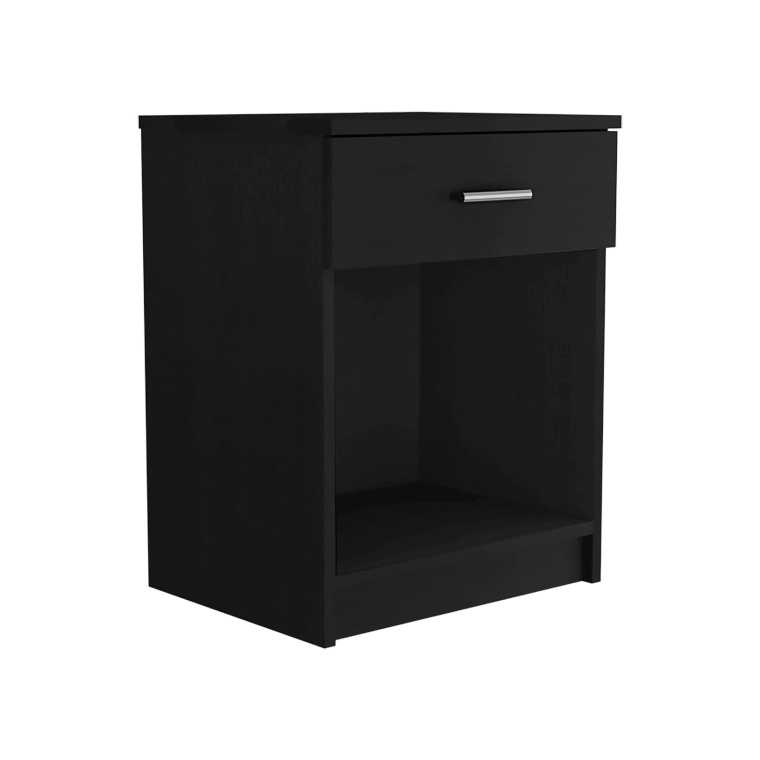 Tuhome Eco-Friendly Nightstand with Superior Top, 1 Drawer & Lower Shelf - Black - Perfect for Bedroom, Living Room & Small Spaces