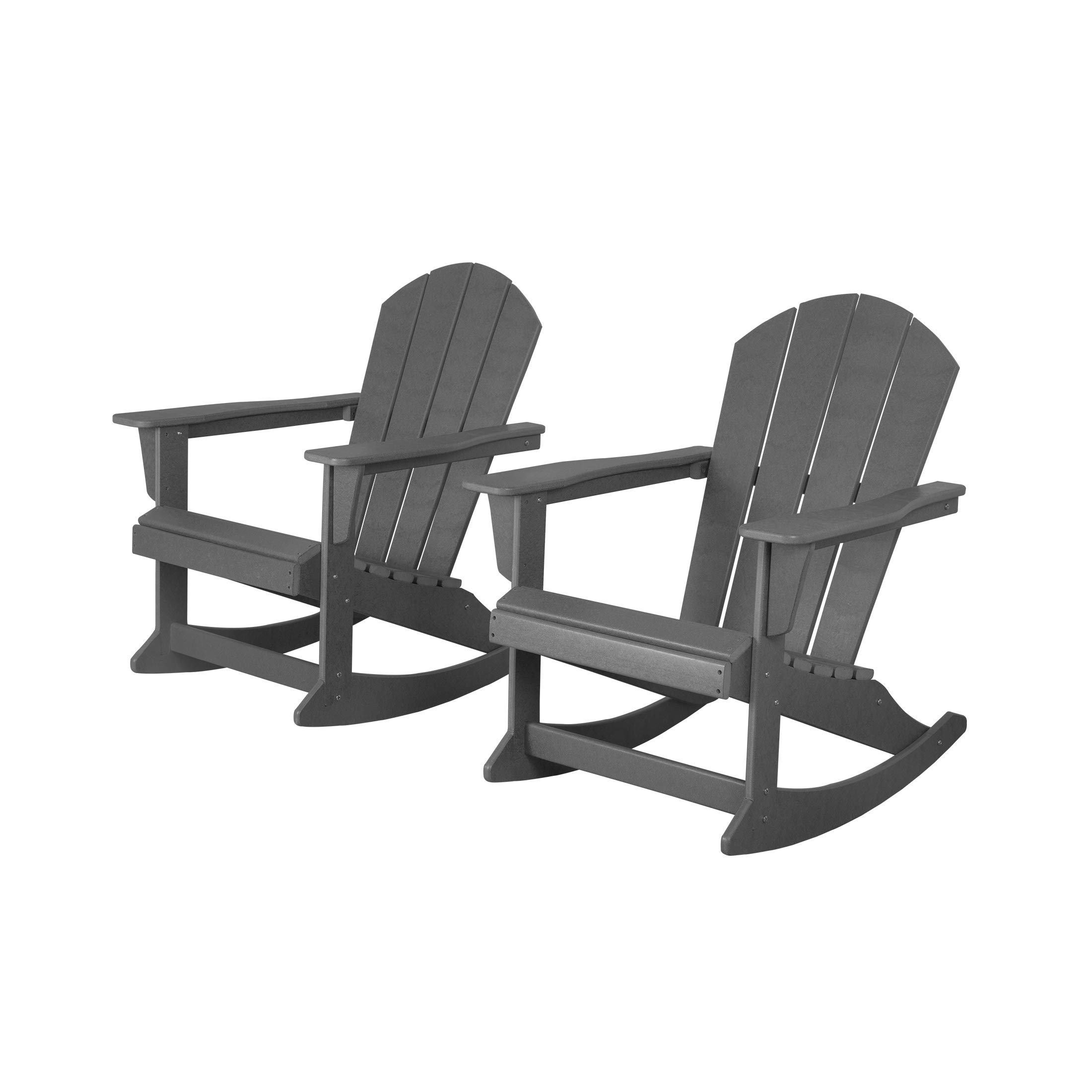 WestinTrends Malibu 2-Piece Outdoor Patio Set - Gray Poly Adirondack Rocking Chairs (2-Seater) for Garden, Porch & Backyard Relaxation