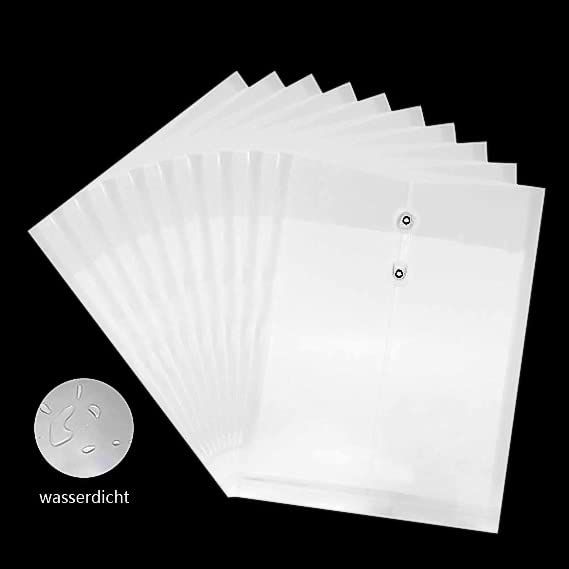 10PCS A4 Plastic File Envelopes - Waterproof Letter Size Document Organizers with Button String Closure for Office, School, Home - Perfect for Storing Bills, Contracts, Projects & Important Papers