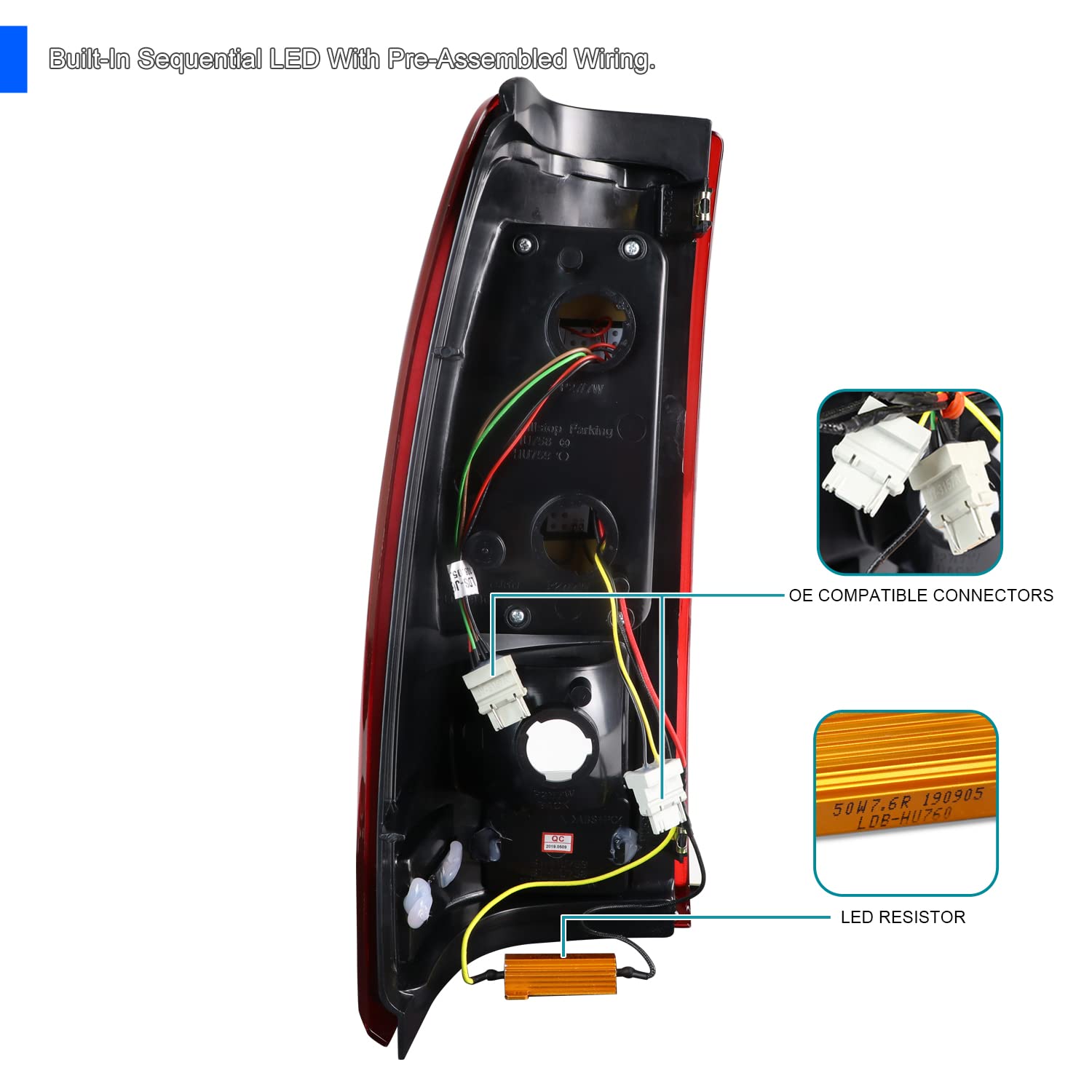 Spec-D Tuning Red LED Bar Tail Lights for 1999-2002 Chevy Silverado & GMC Sierra 1500/2500/3500 - Left & Right Pair Assembly - Upgrade Your Truck Lighting for Night Driving & Enhanced Safety