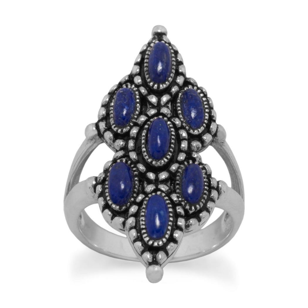 925 Sterling Silver Oxidized Lapis Ring for Women - Handmade Bohemian Jewelry with Lapis Lazuli Stone, Perfect for Gifts, Parties & Boho Fashion