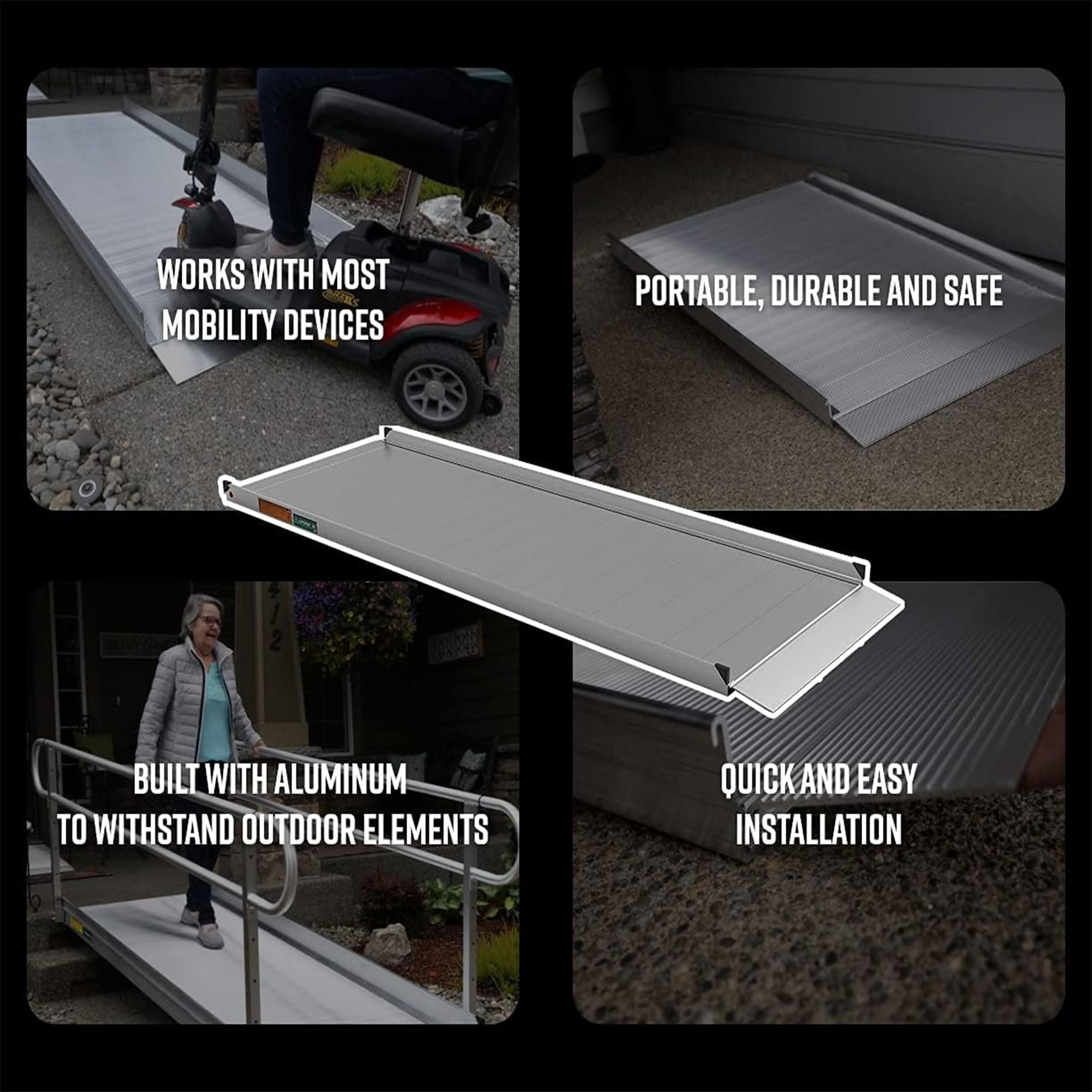 EZ-ACCESS GATEWAY 3G 3ft Aluminum Portable Wheelchair Ramp - Lightweight Mobility Ramp with Textured Non-Slip Surface & Self-Adjusting Transition Plates - Ideal for Home Entry, Vehicles & ADA Accessibility
