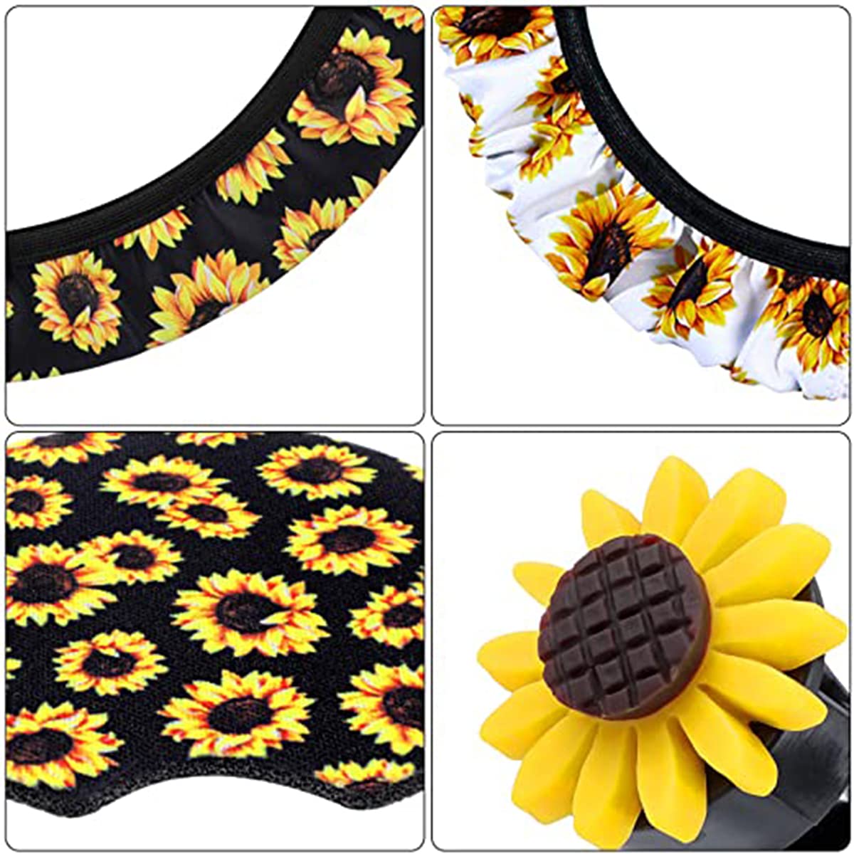 YONGYAO 10pcs Sunflower Car Accessories Set with Steering Wheel Cover - Cute Floral Car Decor for Women - Perfect for Summer Road Trips & Boho Style Vehicle Decoration