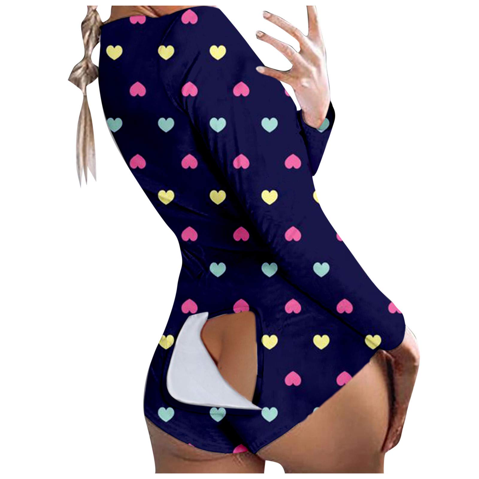 Posijego Women's Button Down Jumpsuit - Casual Summer & Fall Pajama Romper with Graphic Print | Lounge Wear, Sleepwear & Home Outfit for Women
