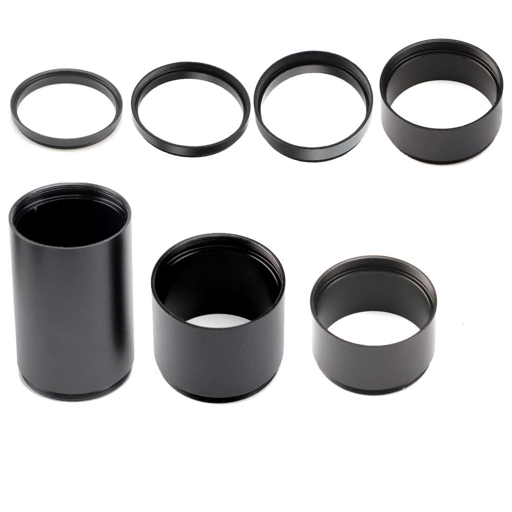 Starboosa Telescope T2-Extension Tube Kit for SLR Cameras & Eyepieces - 7 Sizes (3mm,5mm,7mm,15mm,20mm,30mm,55mm) - M42x0.75 Thread Both Sides - Enhanced Compatibility for Astrophotography & Macro Photography