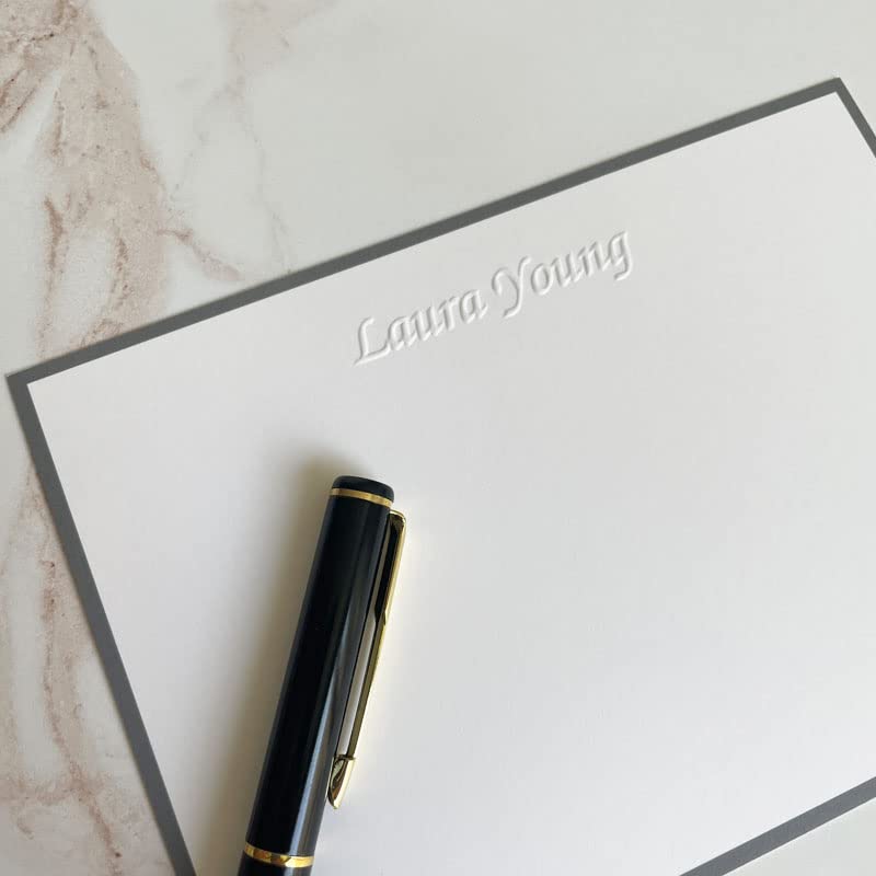 Custom Embossed Flat Cards - Personalized Stationery for Weddings, Invitations & Greeting Cards - Elegant Monte Design for Special Occasions