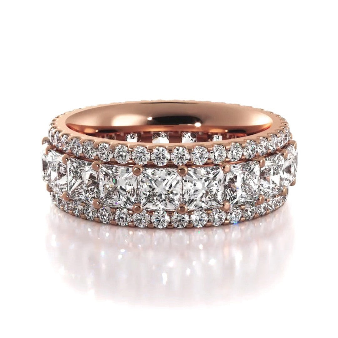 3.23 Carat Princess & Round Cut Diamond Eternity Wedding Band Ring for Women - Perfect for Engagement, Anniversary & Bridal Jewelry Gifts