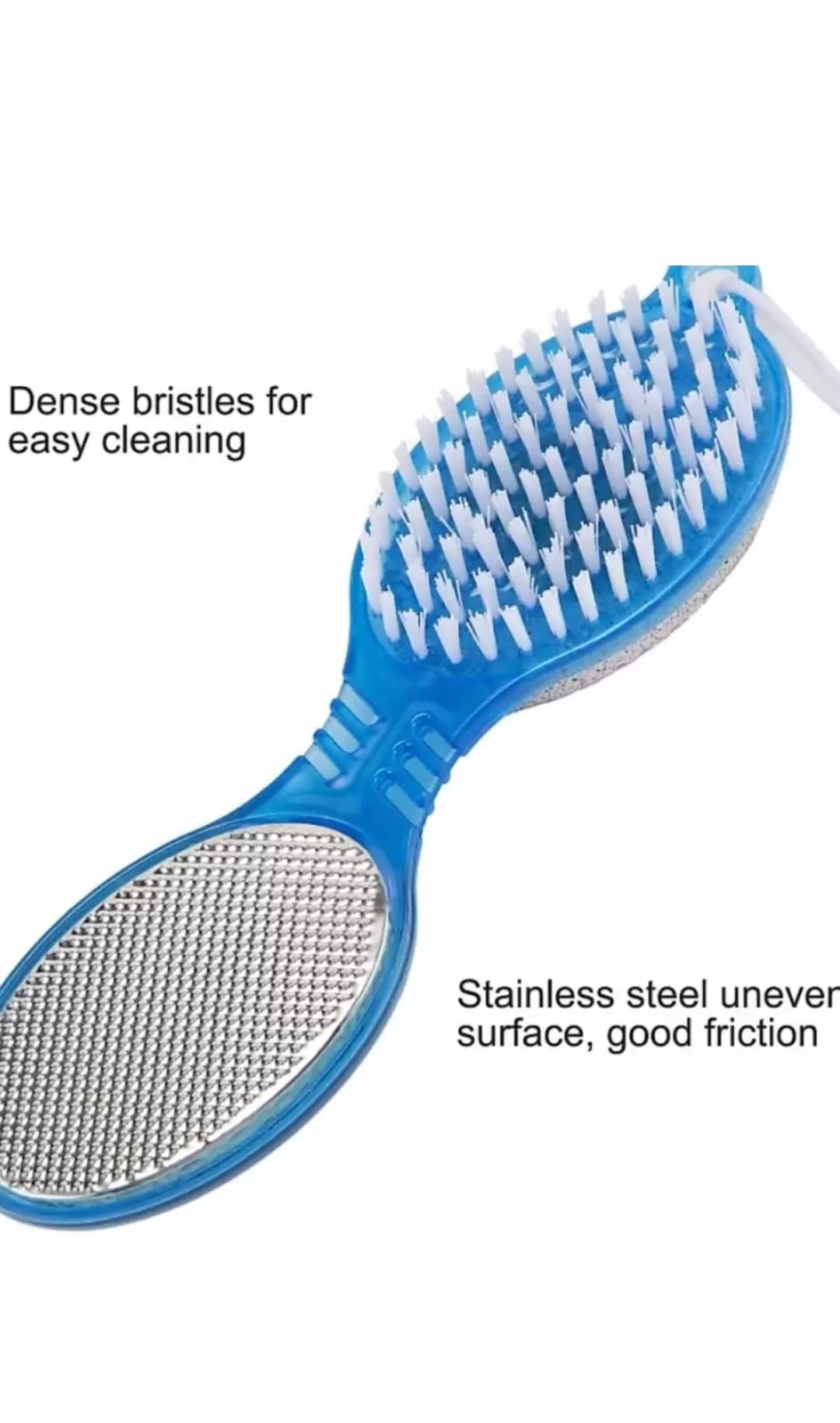 Jackcleen 4-in-1 Foot File & Pedicure Set with Manicure Brush - Multi-Use Pedicure Paddle for Cleansing, Scrubbing, Filing & Buffing (Blue) - Perfect for Home Pedicure & Foot Care Routine